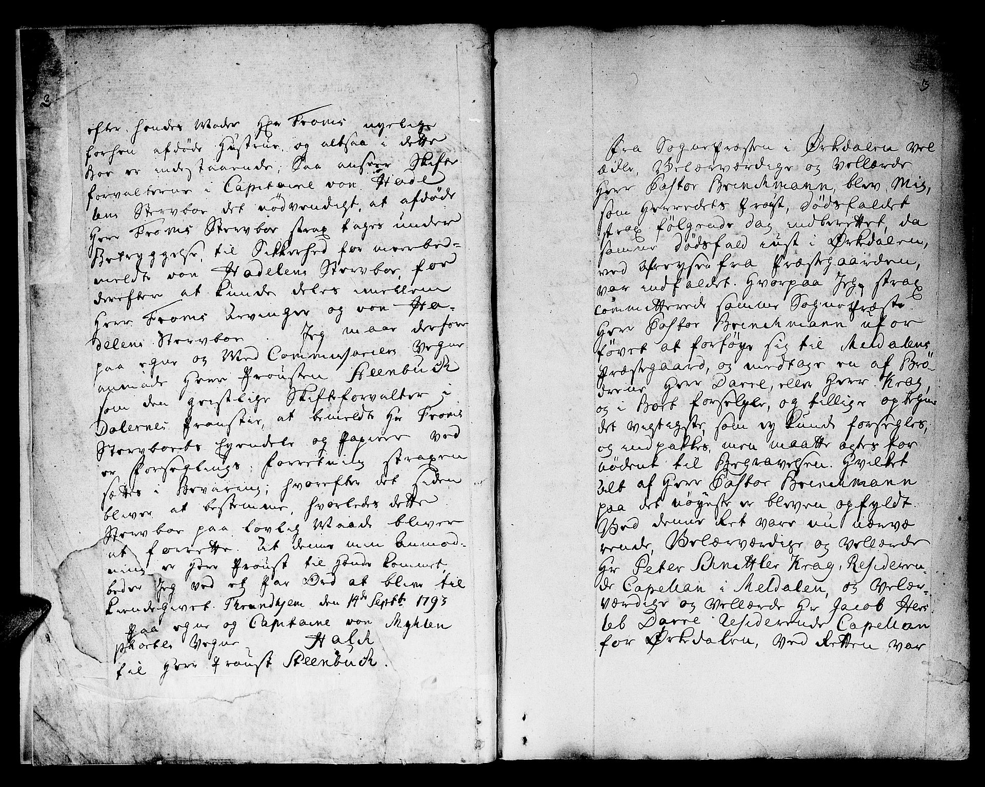 Dalene prosti, AV/SAT-A-6518/1/G/Gc/L0003: Skifteprotokoll for skiftet etter sokneprest Niels Gaische From., 1793-1795, s. 2-3