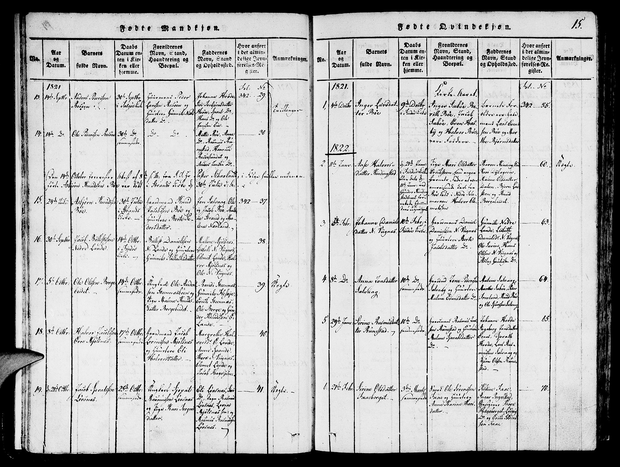 Finnøy sokneprestkontor, SAST/A-101825/H/Ha/Haa/L0006: Ministerialbok nr. A 6, 1816-1846, s. 15