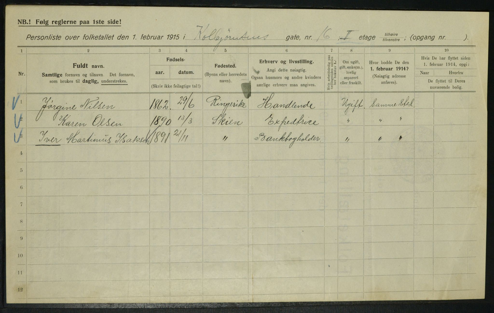 OBA, Kommunal folketelling 1.2.1915 for Kristiania, 1915, s. 13064
