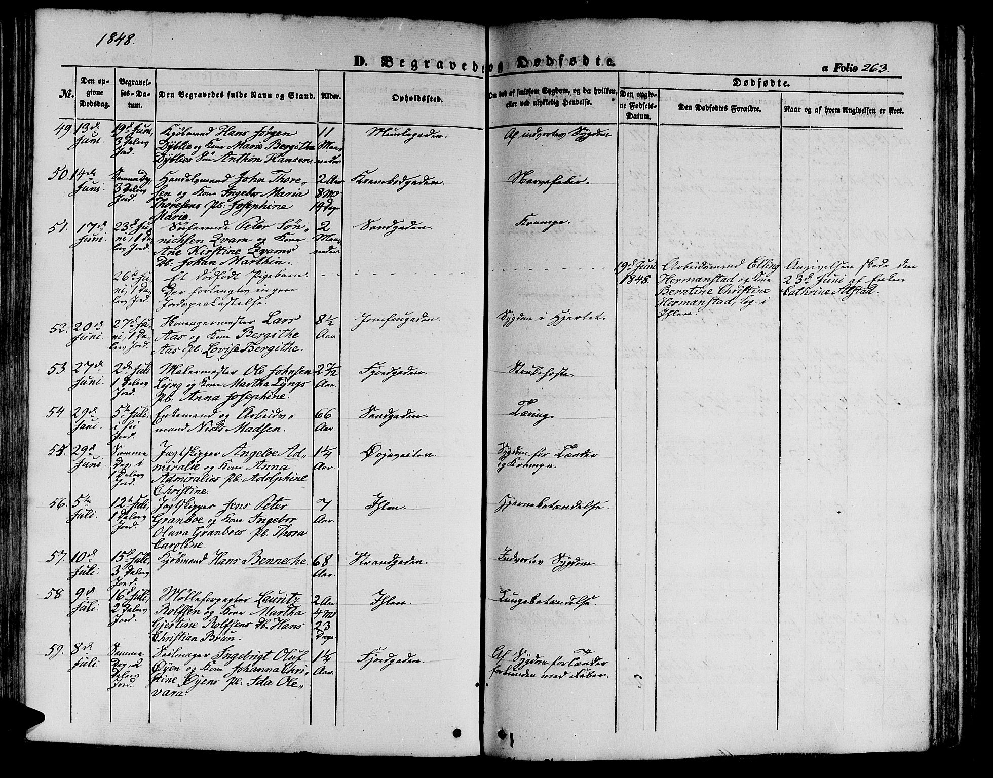 Ministerialprotokoller, klokkerbøker og fødselsregistre - Sør-Trøndelag, AV/SAT-A-1456/602/L0137: Klokkerbok nr. 602C05, 1846-1856, s. 263