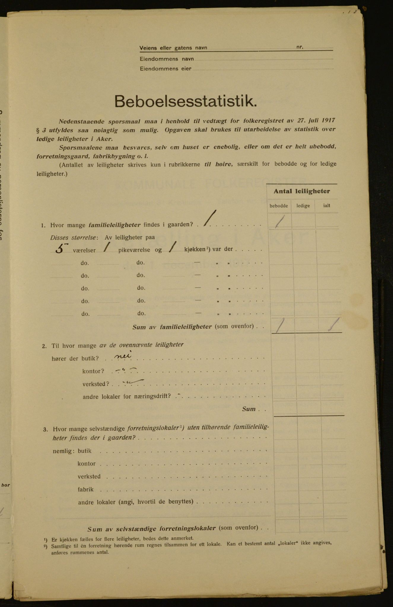 OBA, Kommunal folketelling 1.12.1917 for Aker, 1917, s. 4282