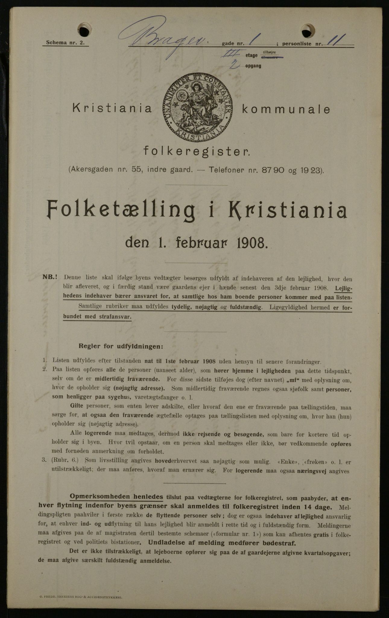 OBA, Kommunal folketelling 1.2.1908 for Kristiania kjøpstad, 1908, s. 7806