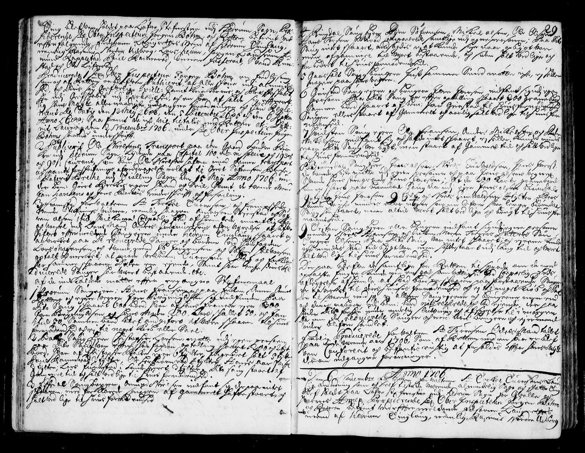 Larvik sorenskriveri, AV/SAKO-A-83/F/Fa/L0011: Tingbok, 1706-1710, s. 29