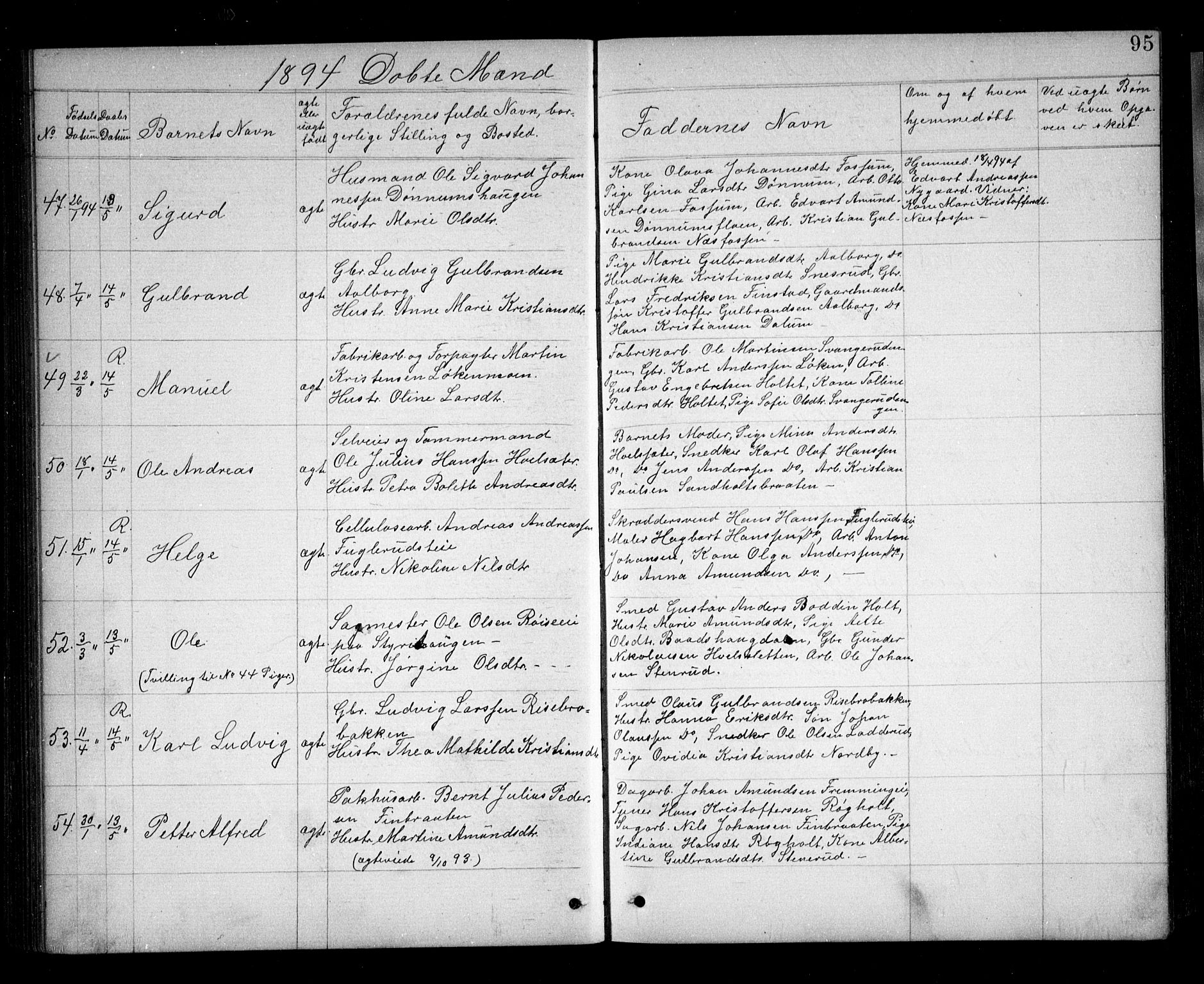 Eidsvoll prestekontor Kirkebøker, AV/SAO-A-10888/G/Ga/L0005: Klokkerbok nr. I 5, 1884-1894, s. 95