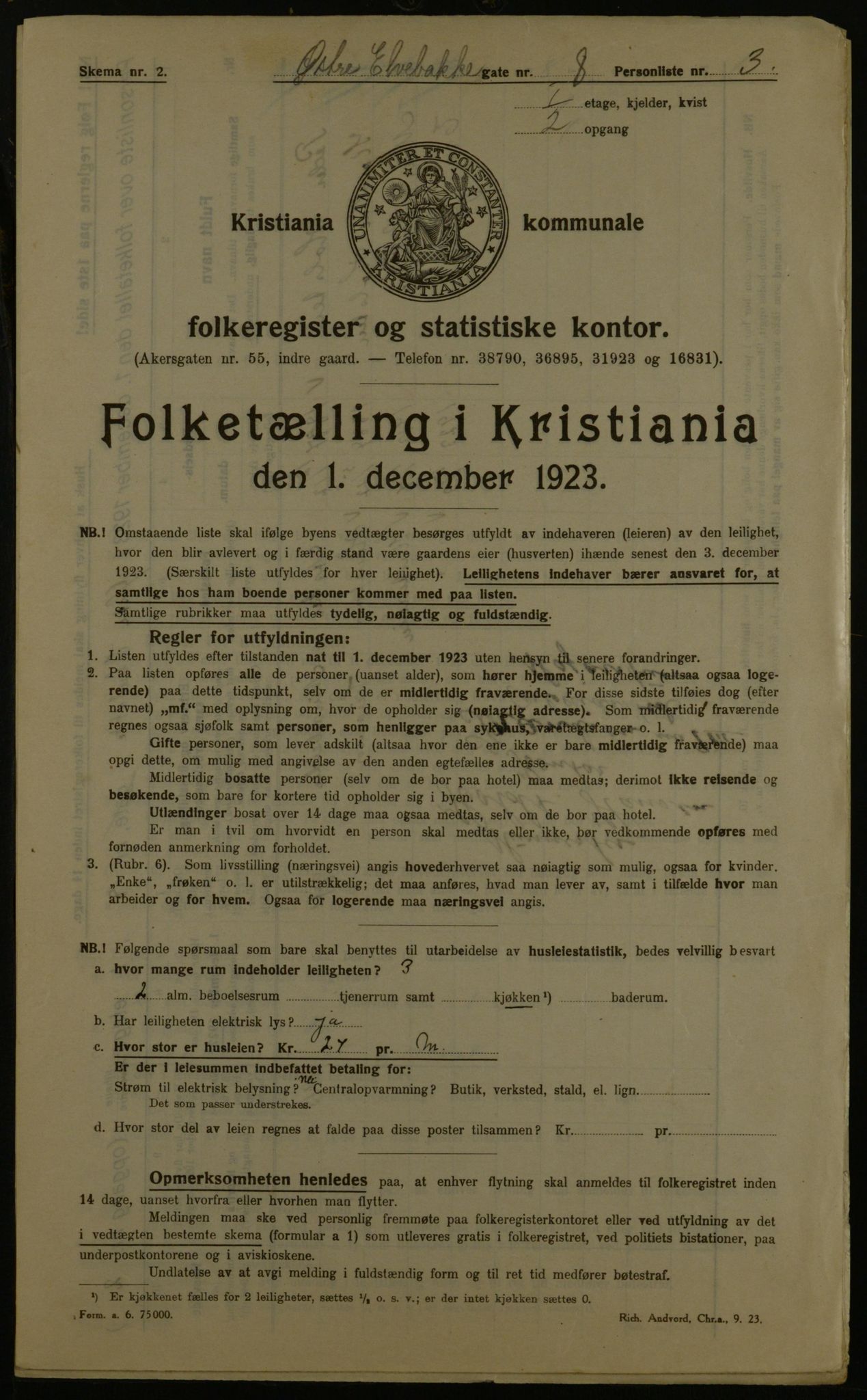 OBA, Kommunal folketelling 1.12.1923 for Kristiania, 1923, s. 142749