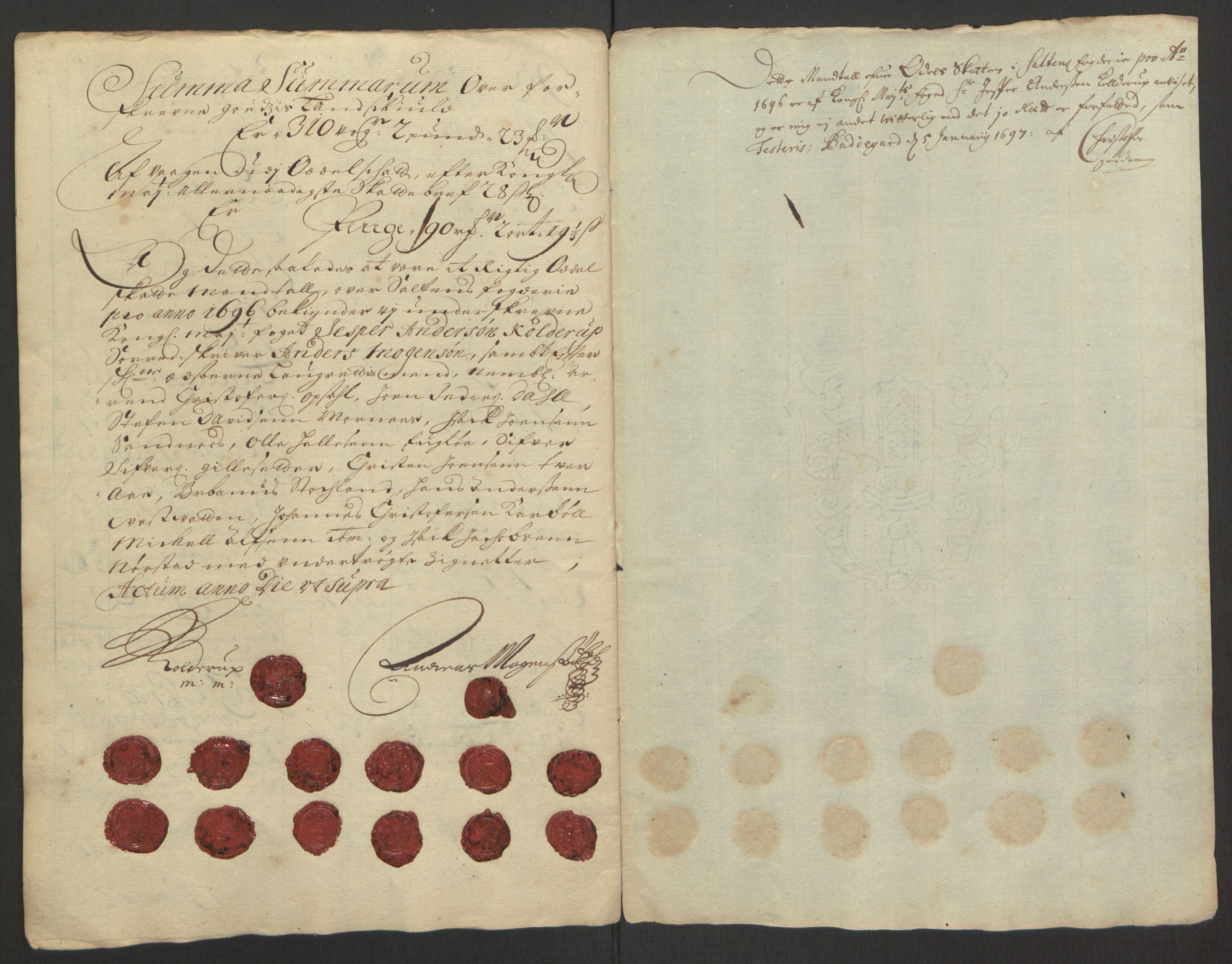Rentekammeret inntil 1814, Reviderte regnskaper, Fogderegnskap, RA/EA-4092/R66/L4578: Fogderegnskap Salten, 1694-1696, s. 241