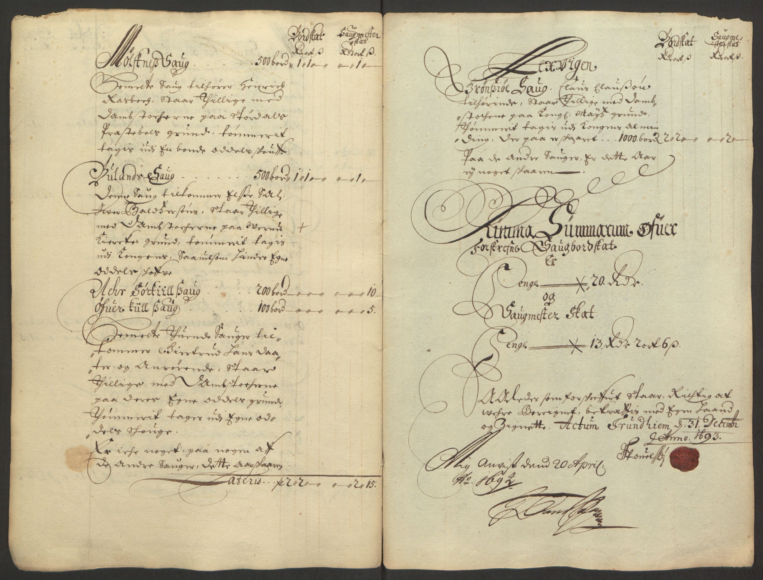 Rentekammeret inntil 1814, Reviderte regnskaper, Fogderegnskap, RA/EA-4092/R62/L4186: Fogderegnskap Stjørdal og Verdal, 1693-1694, s. 25