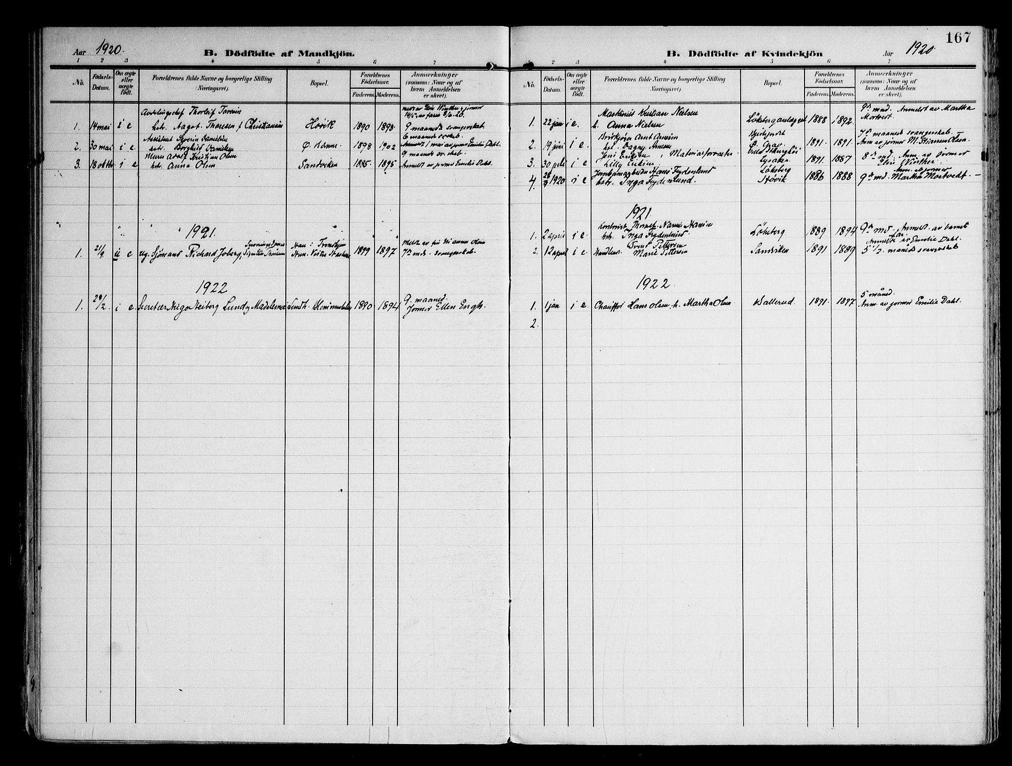 Østre Bærum prestekontor Kirkebøker, SAO/A-10887/F/Fa/L0001: Ministerialbok nr. 1, 1905-1924, s. 167