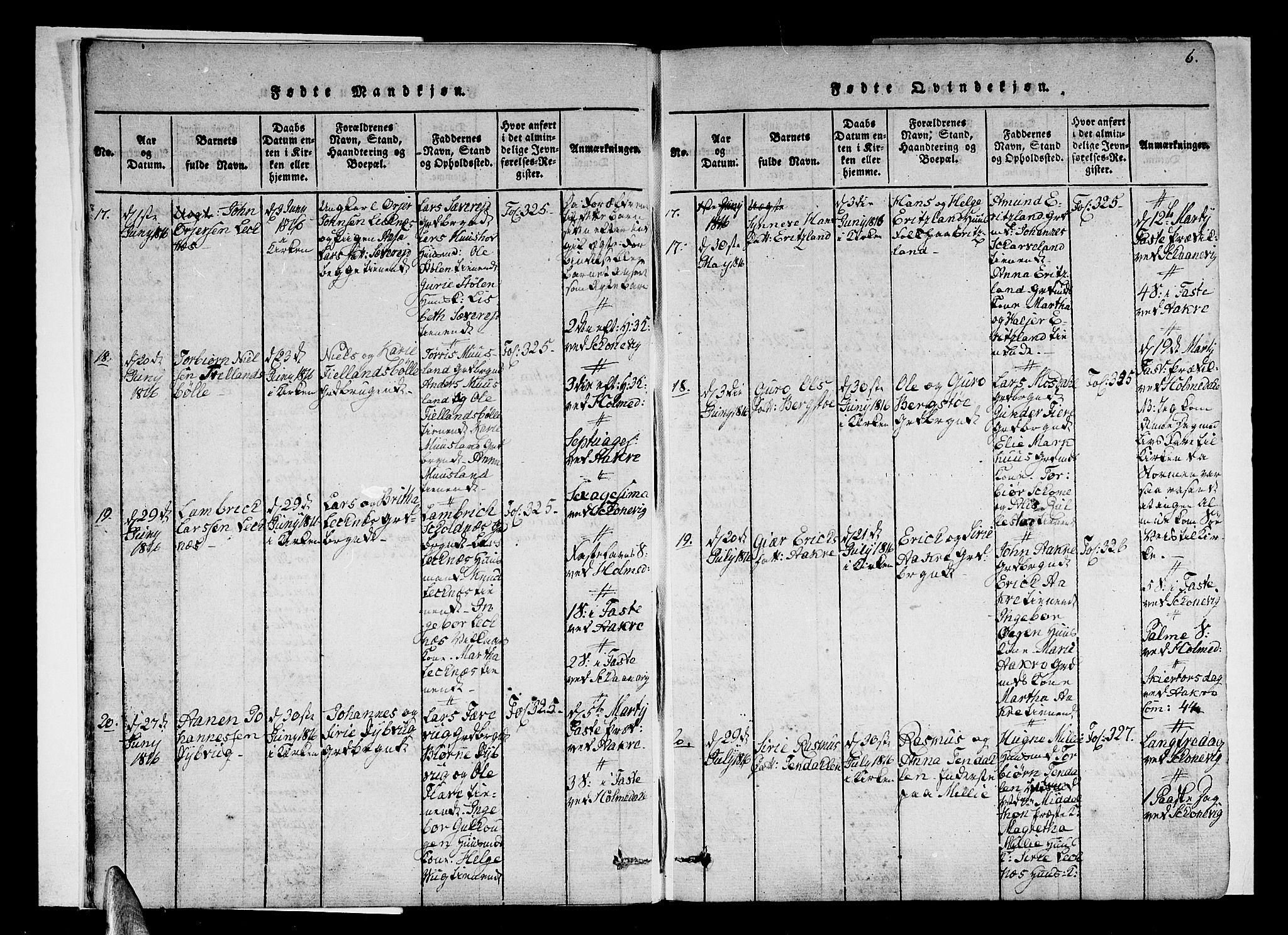 Skånevik sokneprestembete, SAB/A-77801/H/Haa: Ministerialbok nr. A 3, 1815-1828, s. 6