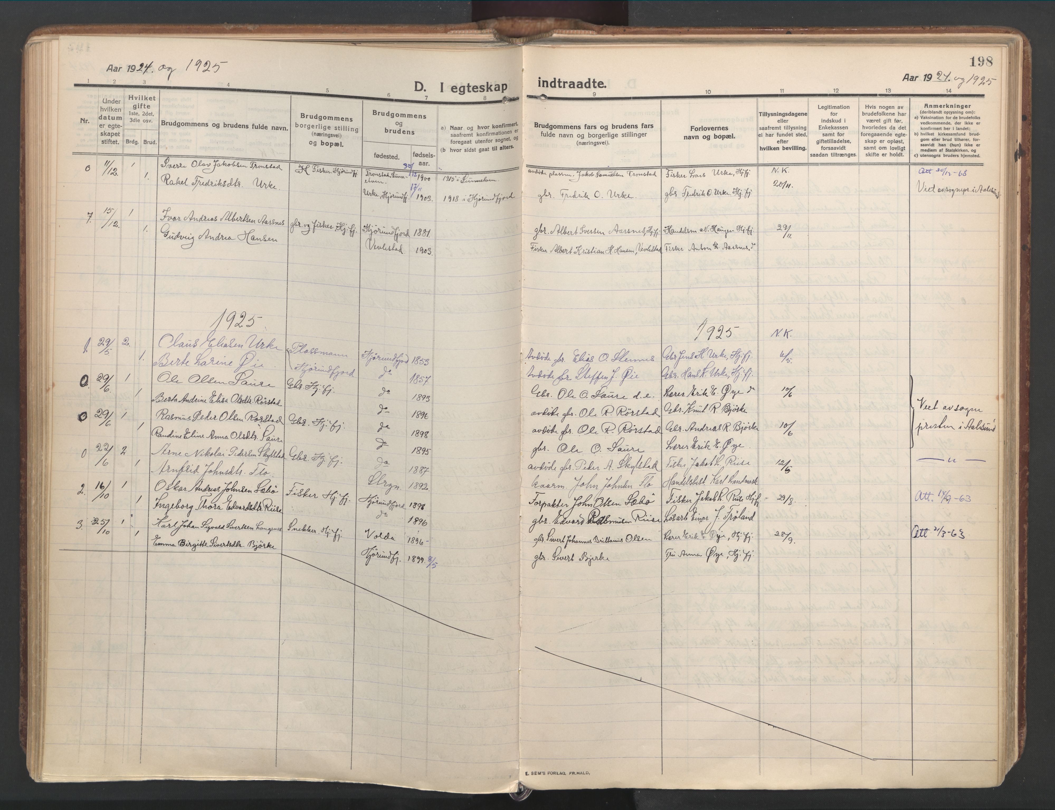 Ministerialprotokoller, klokkerbøker og fødselsregistre - Møre og Romsdal, AV/SAT-A-1454/515/L0212: Ministerialbok nr. 515A08, 1911-1935, s. 198