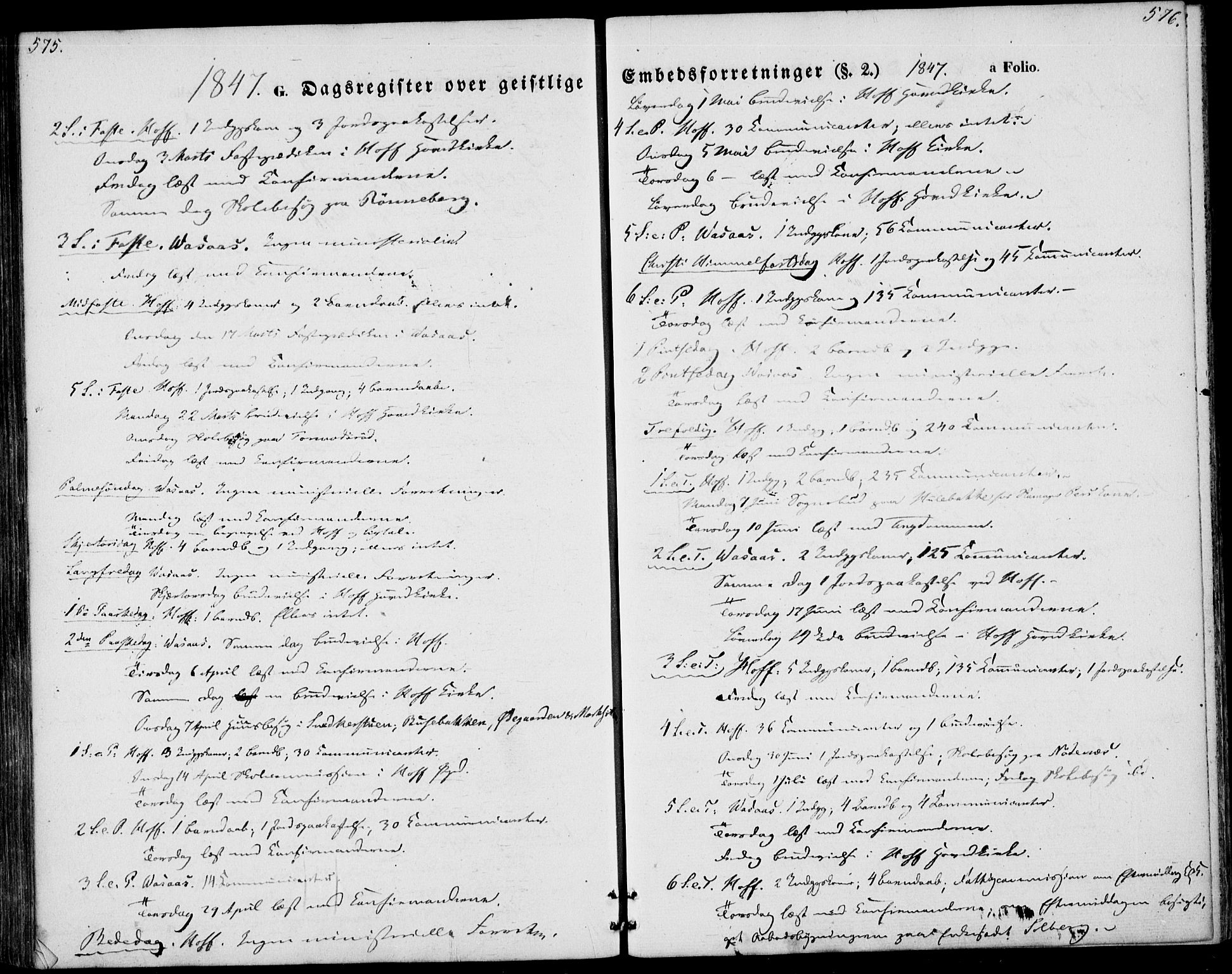 Hof kirkebøker, AV/SAKO-A-64/F/Fa/L0005: Ministerialbok nr. I 5, 1844-1851, s. 575-576
