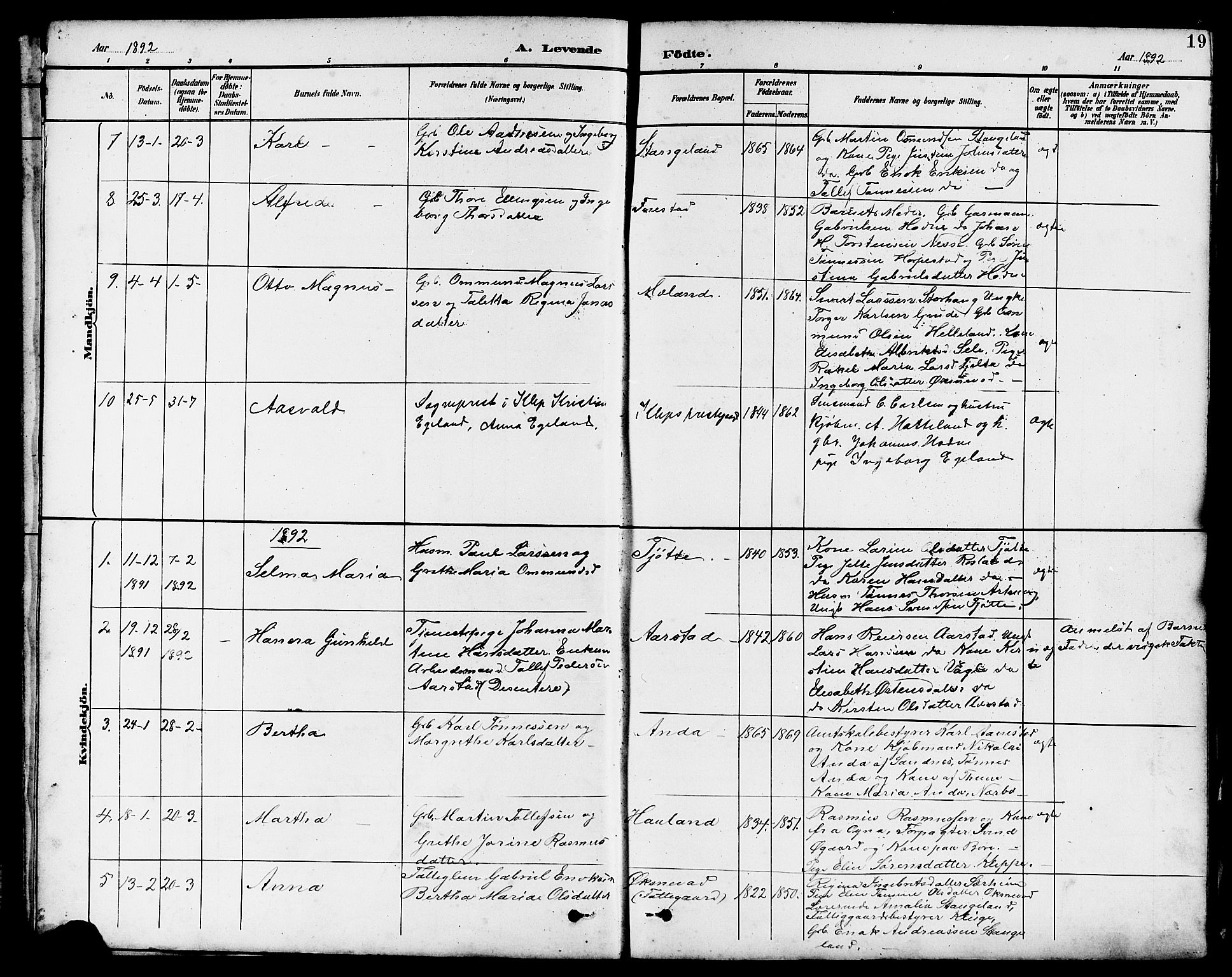 Klepp sokneprestkontor, AV/SAST-A-101803/001/3/30BB/L0004: Klokkerbok nr. B 4, 1889-1914, s. 19