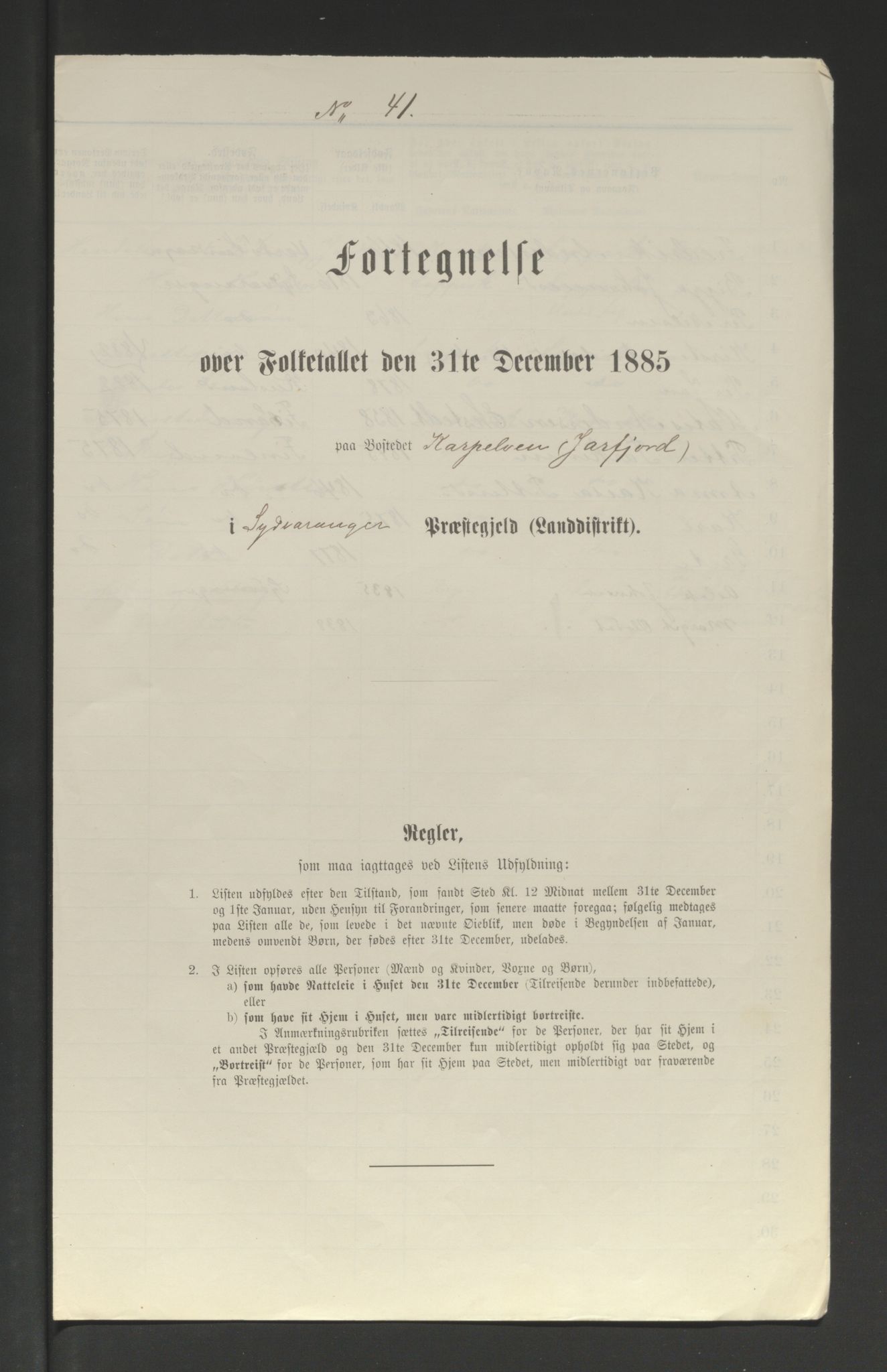 SATØ, Folketelling 1885 for 2030 Sør-Varanger herred, 1885, s. 41a