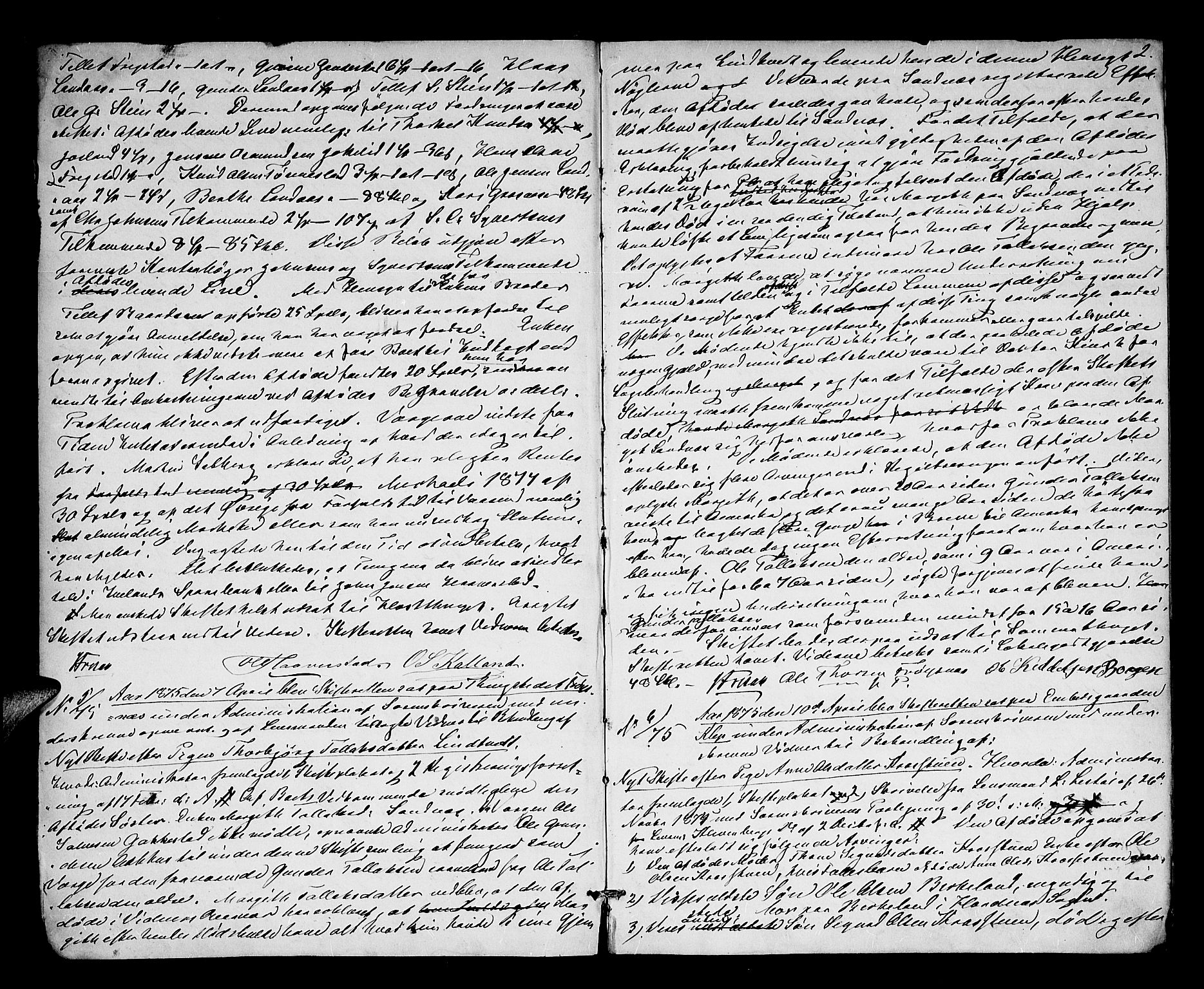 Setesdal sorenskriveri, SAK/1221-0011/H/Hc/L0031: Skifteforhandlingsprotokoll nr 3, inneholder også forhør og ekstrarettssaker, 1875-1879, s. 1b-2a