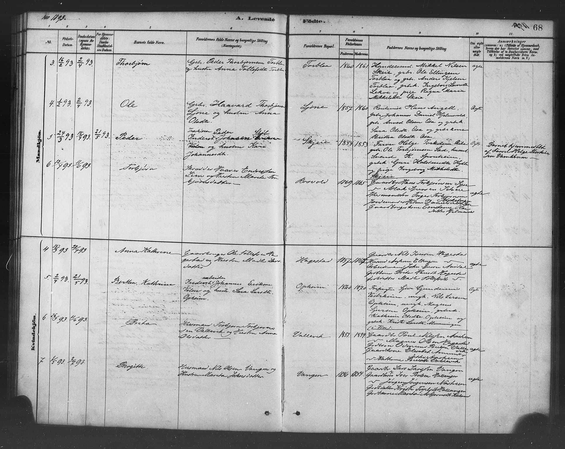 Ulvik sokneprestembete, AV/SAB-A-78801/H/Haa: Ministerialbok nr. B 1, 1878-1897, s. 68