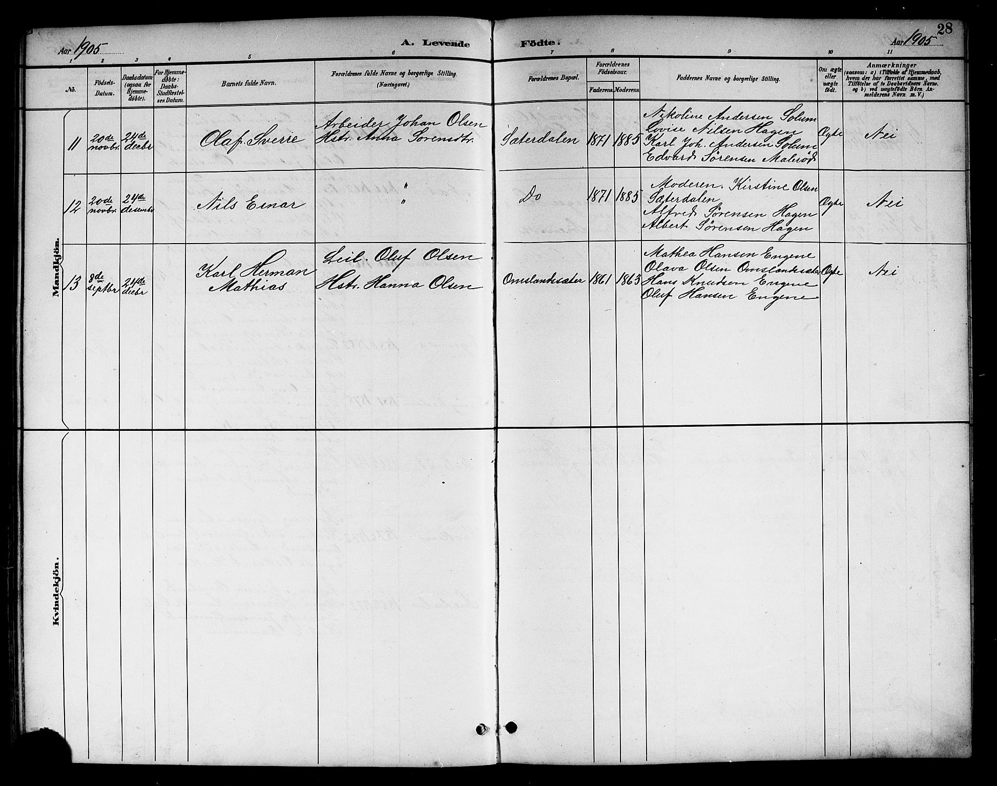 Brunlanes kirkebøker, AV/SAKO-A-342/G/Gc/L0002: Klokkerbok nr. III 2, 1891-1922, s. 28