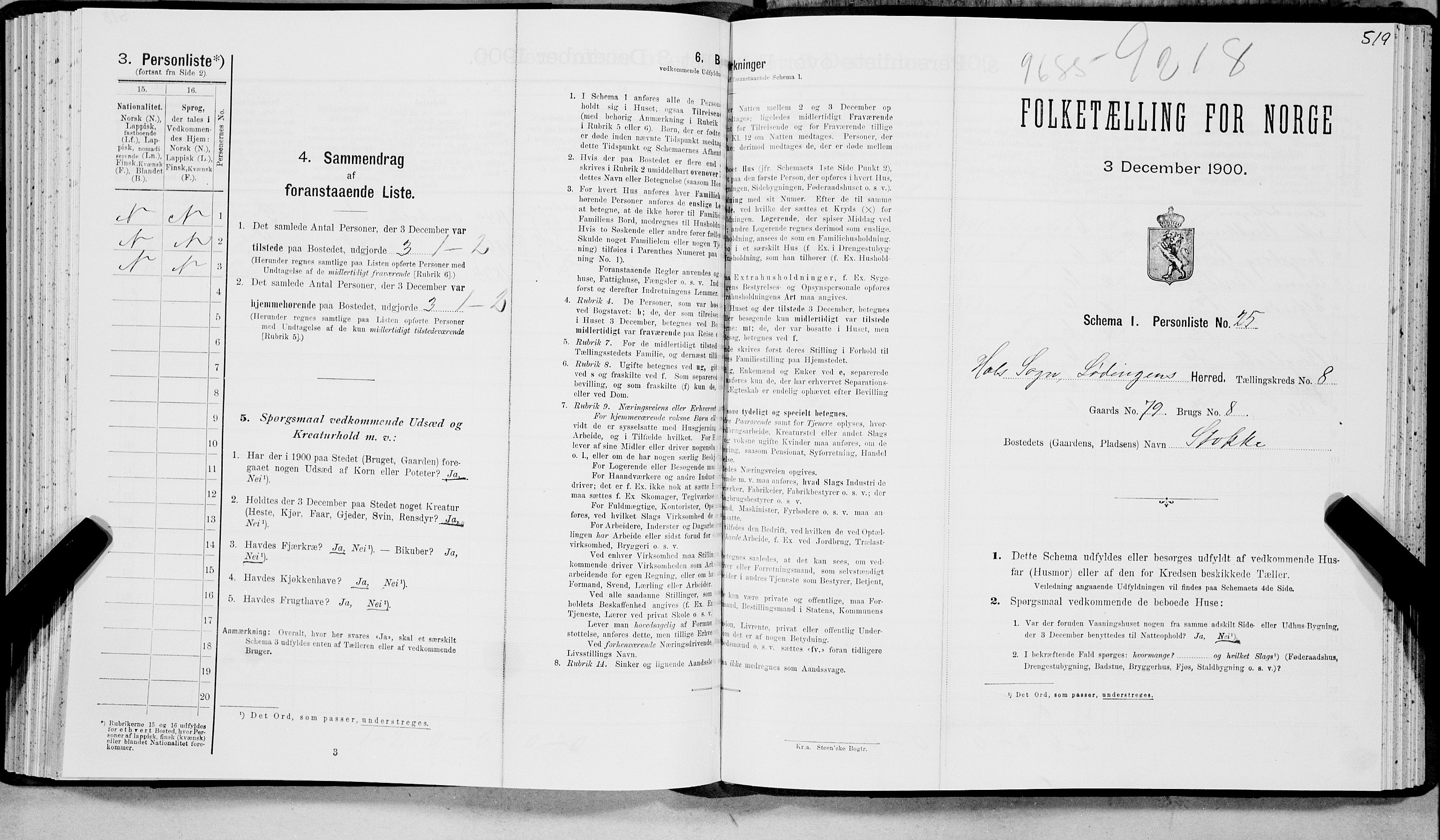 SAT, Folketelling 1900 for 1851 Lødingen herred, 1900, s. 1000