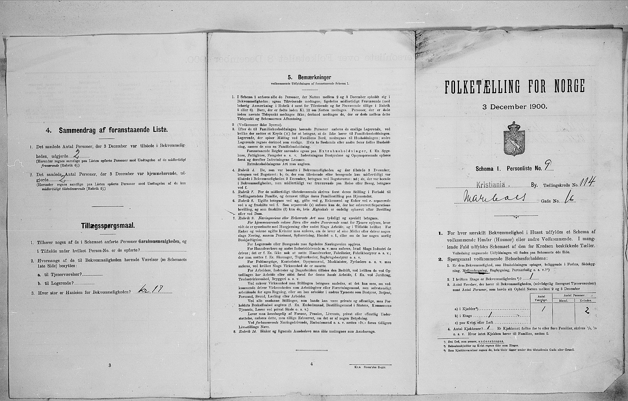 SAO, Folketelling 1900 for 0301 Kristiania kjøpstad, 1900, s. 55014