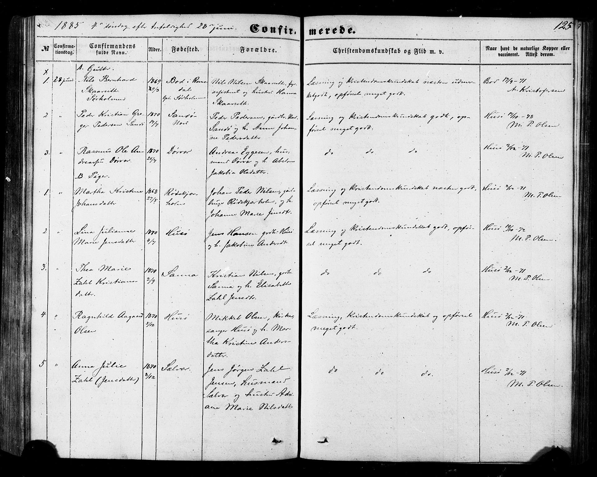 Ministerialprotokoller, klokkerbøker og fødselsregistre - Nordland, AV/SAT-A-1459/840/L0579: Ministerialbok nr. 840A01, 1863-1887, s. 125