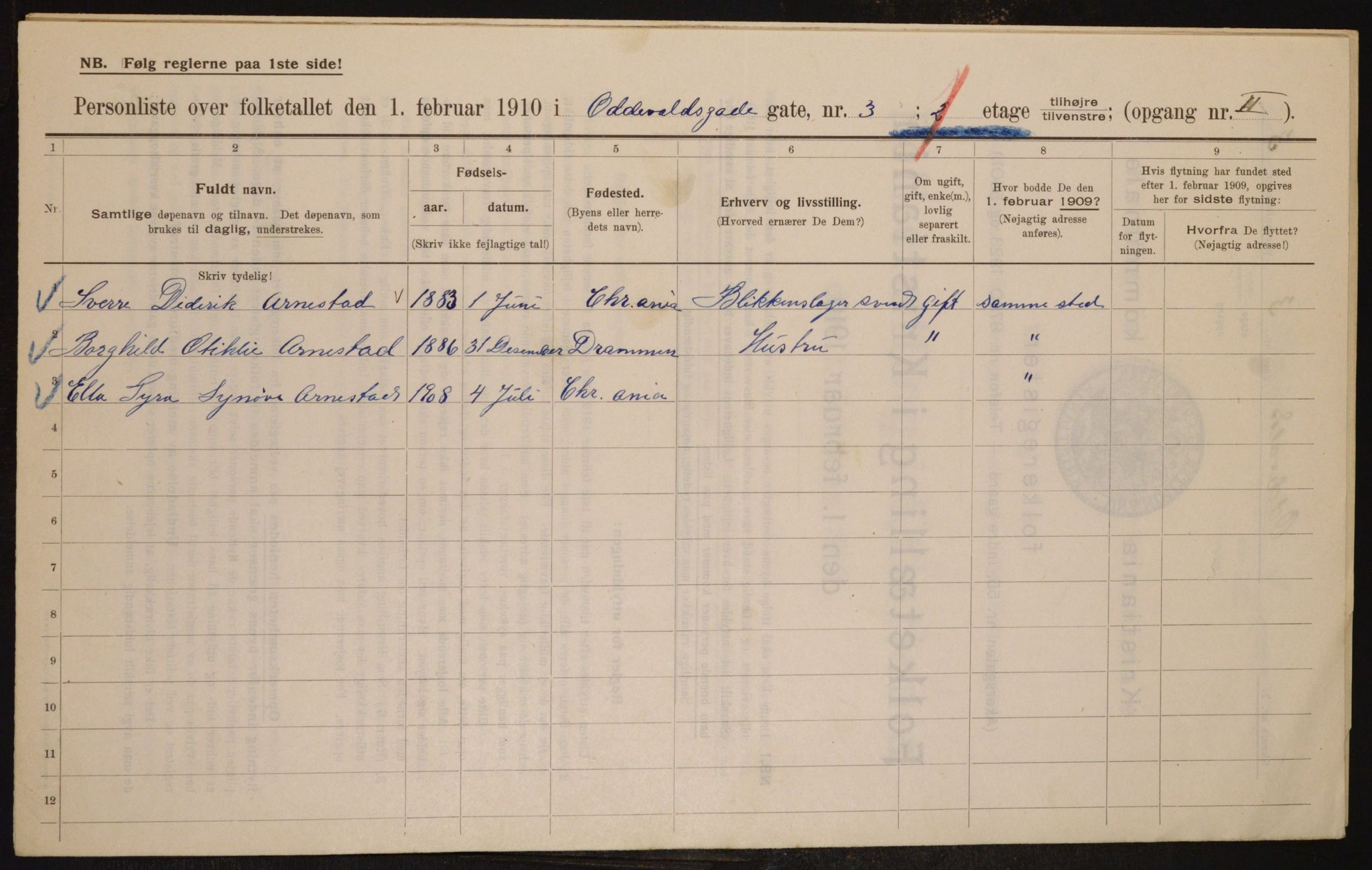 OBA, Kommunal folketelling 1.2.1910 for Kristiania, 1910, s. 71861