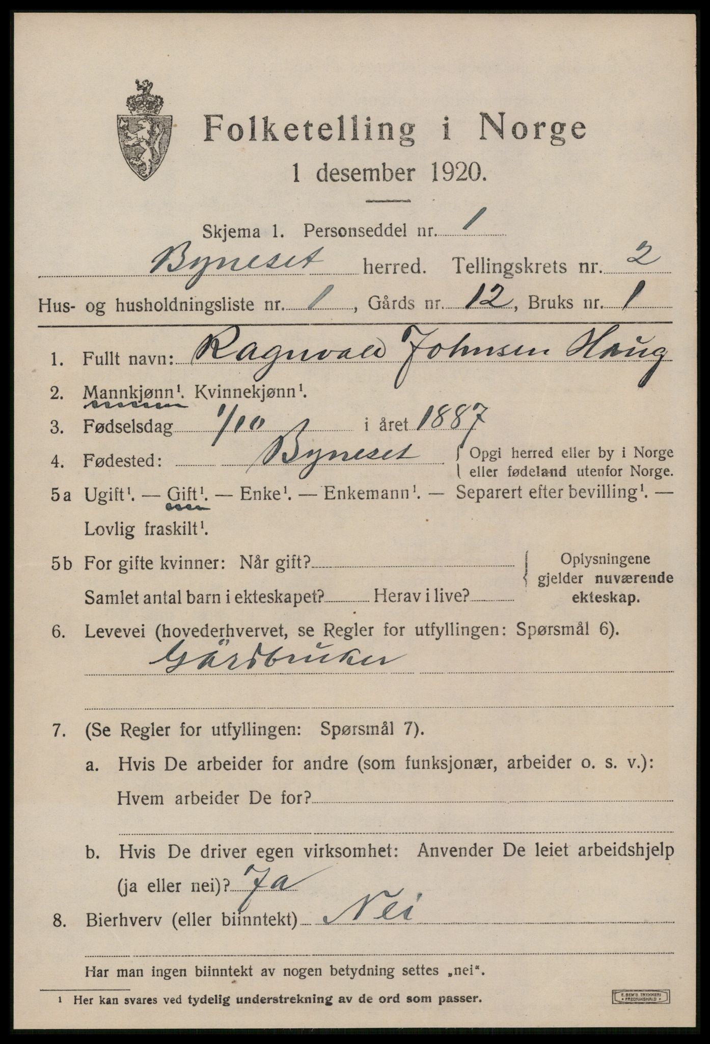 SAT, Folketelling 1920 for 1655 Byneset herred, 1920, s. 1228