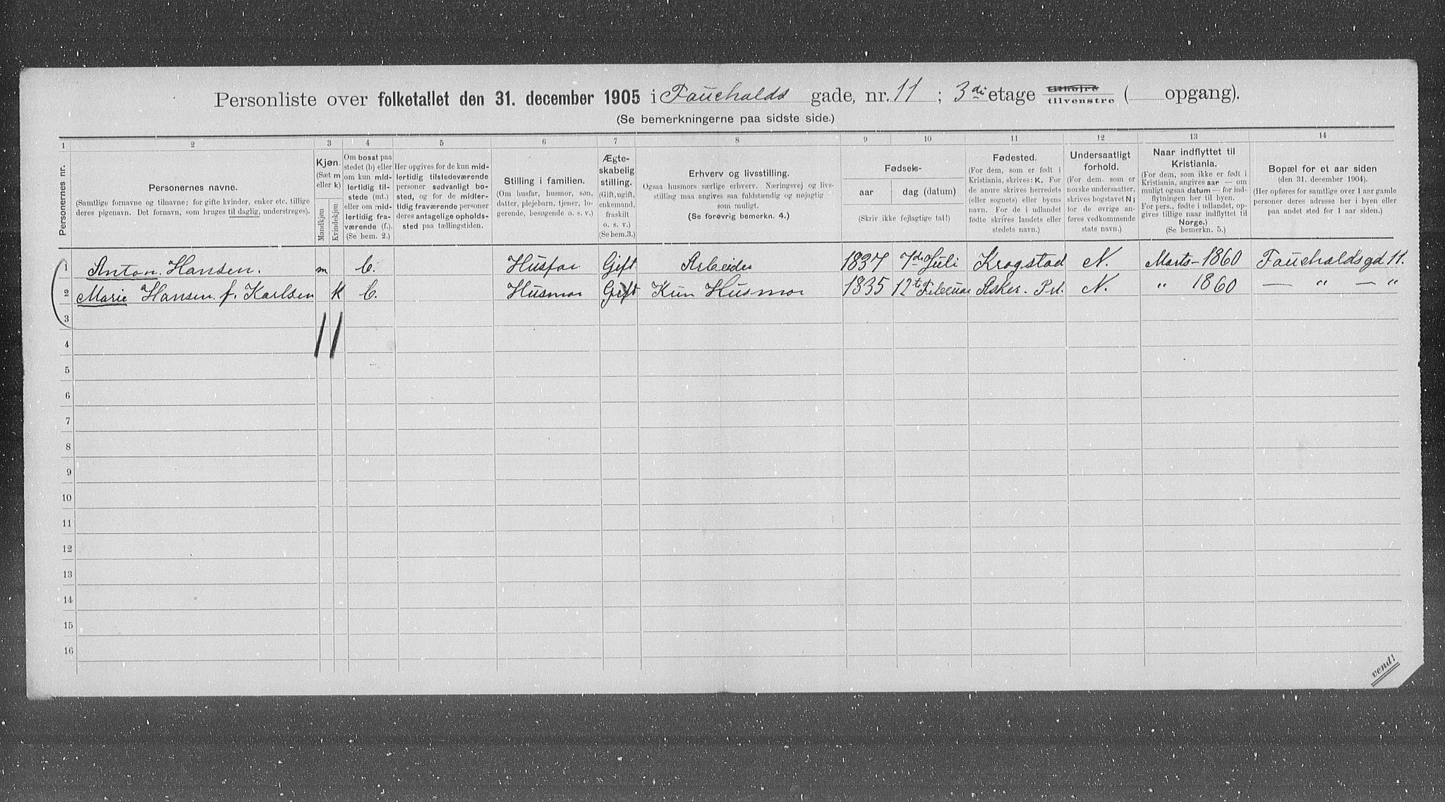 OBA, Kommunal folketelling 31.12.1905 for Kristiania kjøpstad, 1905, s. 12423