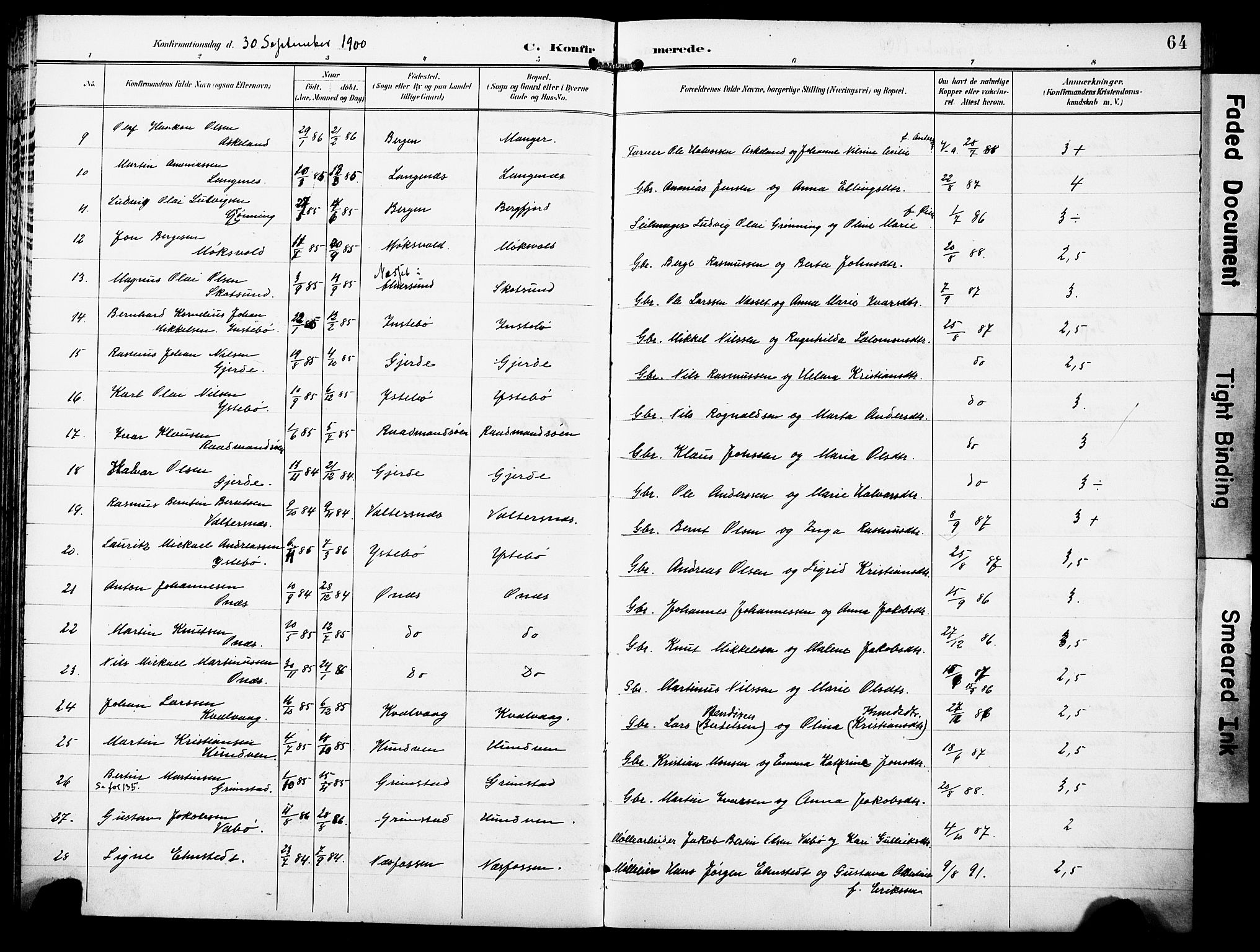 Lindås Sokneprestembete, AV/SAB-A-76701/H/Haa/Haae/L0002: Ministerialbok nr. E 2, 1897-1912, s. 64
