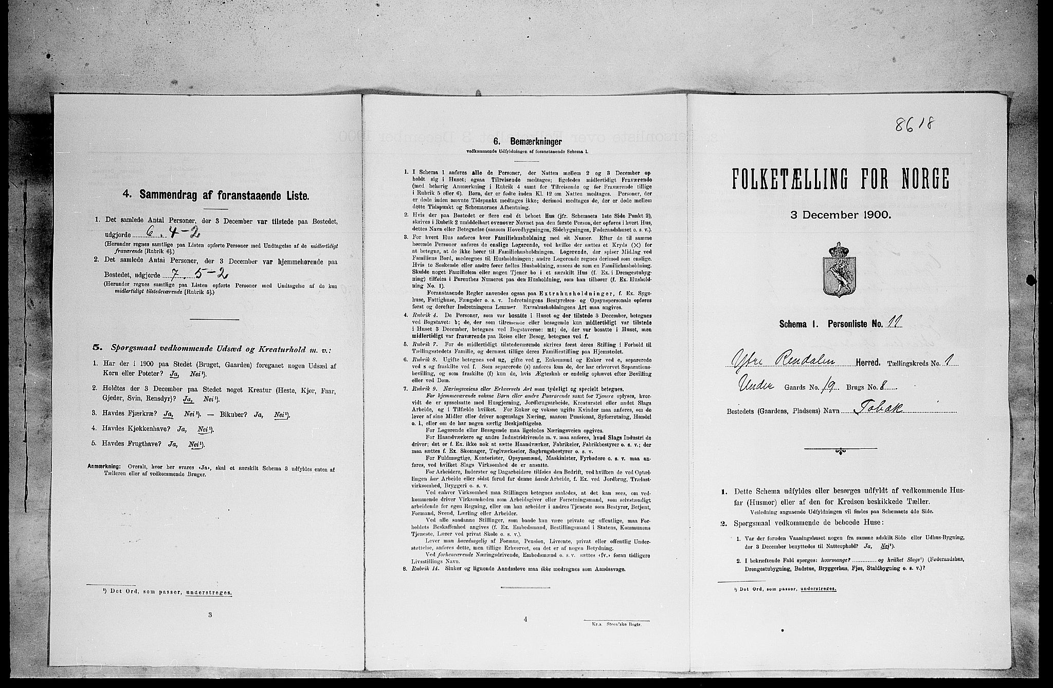 SAH, Folketelling 1900 for 0432 Ytre Rendal herred, 1900, s. 72