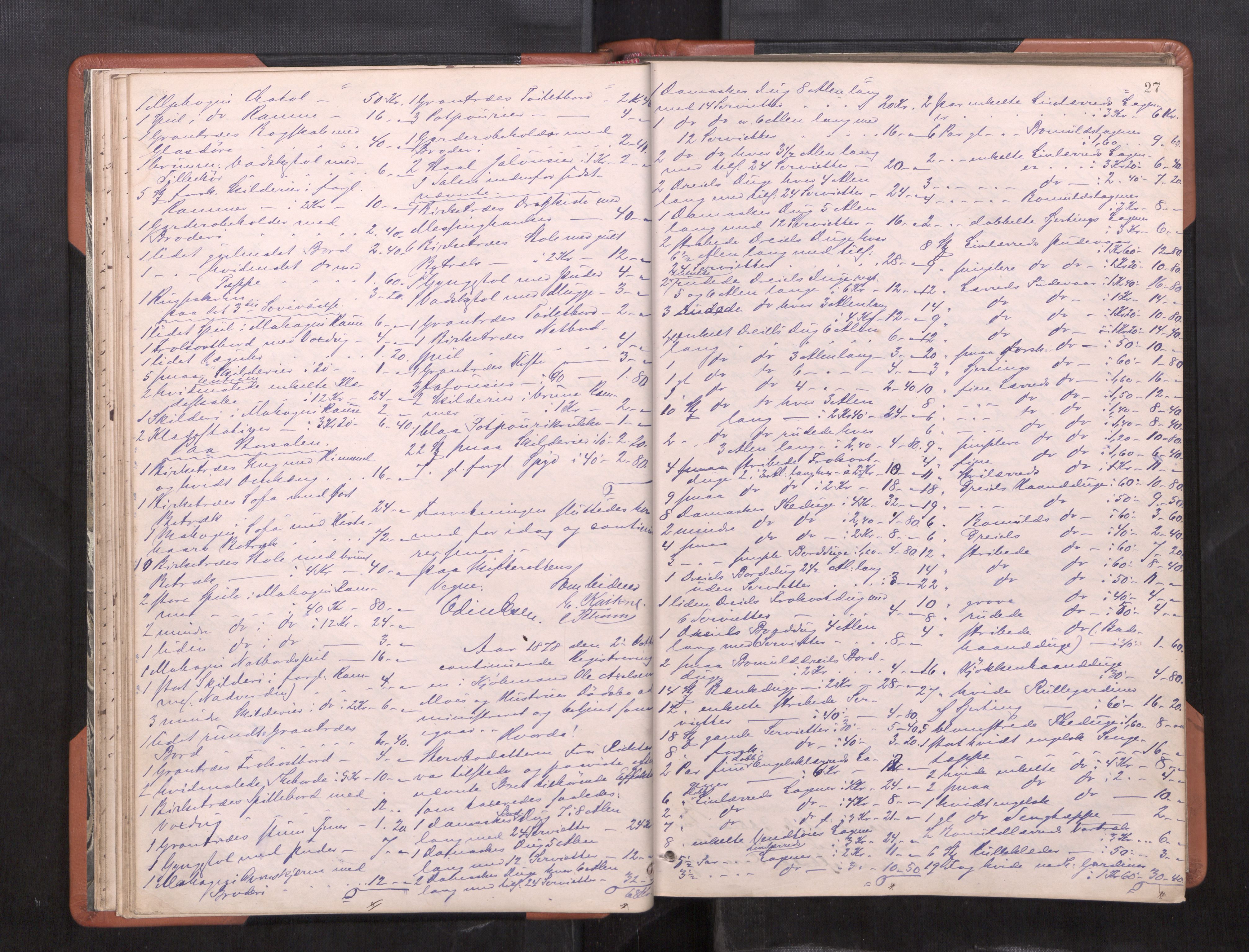 Trondheim byfogd, AV/SAT-A-0003/1/3/3C/L0009: Skifteregistreringsprotokoll (u/ register), 1878-1885, s. 27