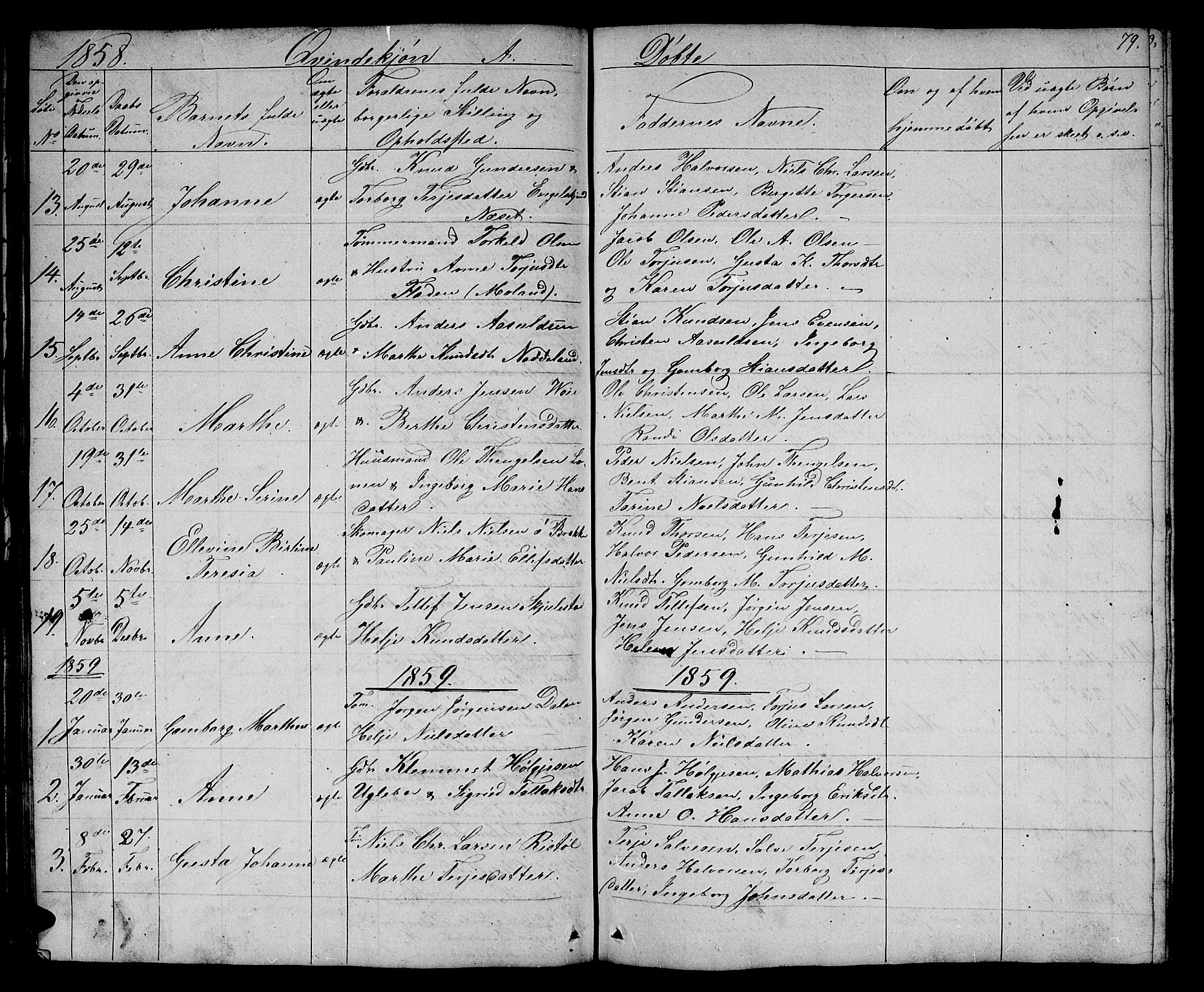 Austre Moland sokneprestkontor, SAK/1111-0001/F/Fb/Fba/L0001: Klokkerbok nr. B 1, 1842-1868, s. 79