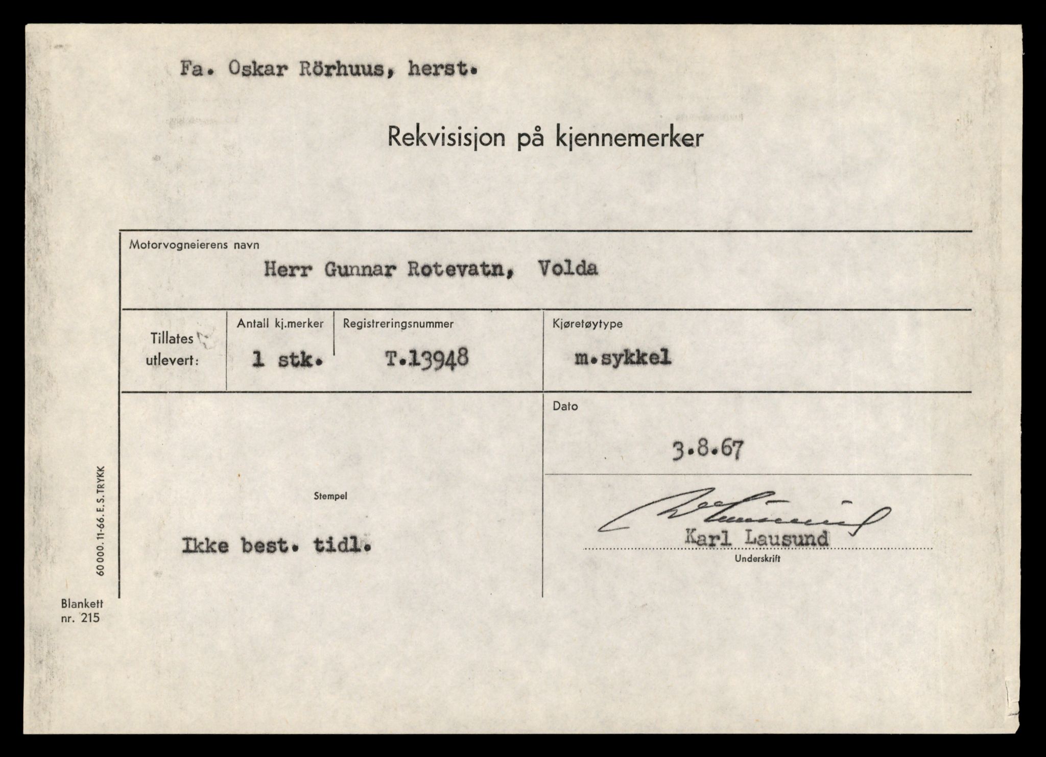 Møre og Romsdal vegkontor - Ålesund trafikkstasjon, AV/SAT-A-4099/F/Fe/L0042: Registreringskort for kjøretøy T 13906 - T 14079, 1927-1998, s. 705