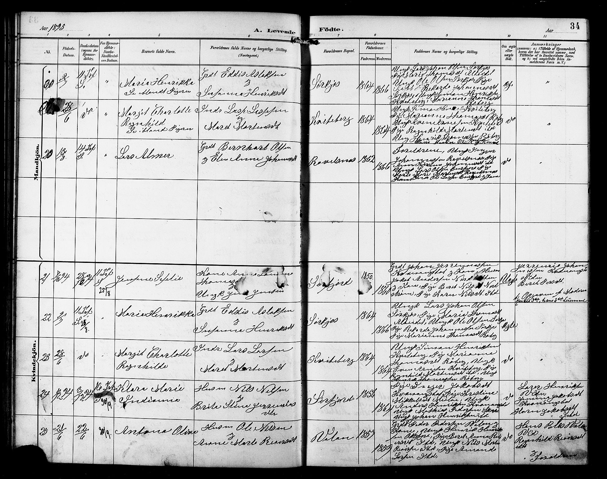 Skjervøy sokneprestkontor, AV/SATØ-S-1300/H/Ha/Hab/L0016klokker: Klokkerbok nr. 16, 1891-1907, s. 34