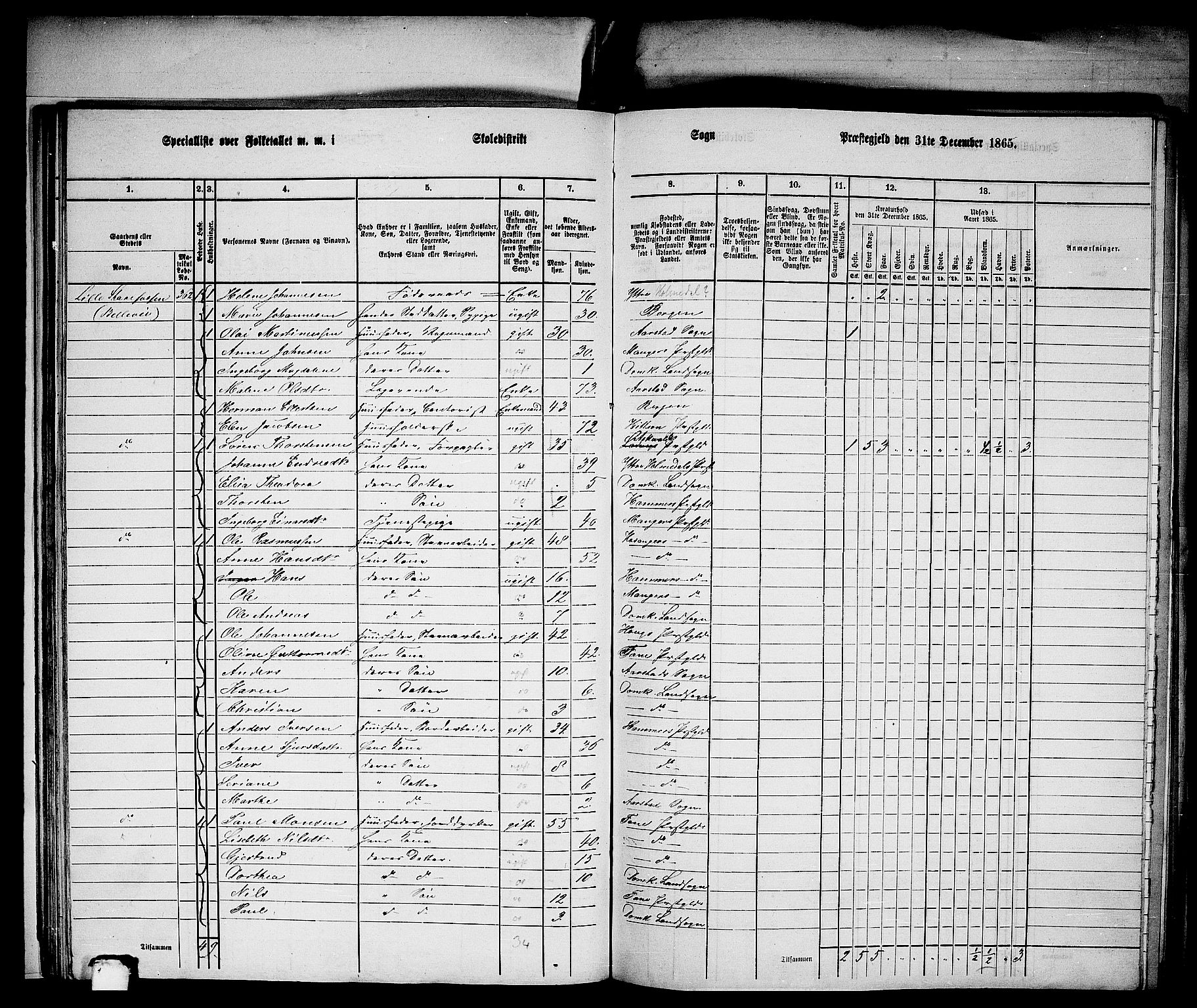 RA, Folketelling 1865 for 1281L Bergen Landdistrikt, Domkirkens landsokn og Korskirkens landsokn, 1865, s. 38