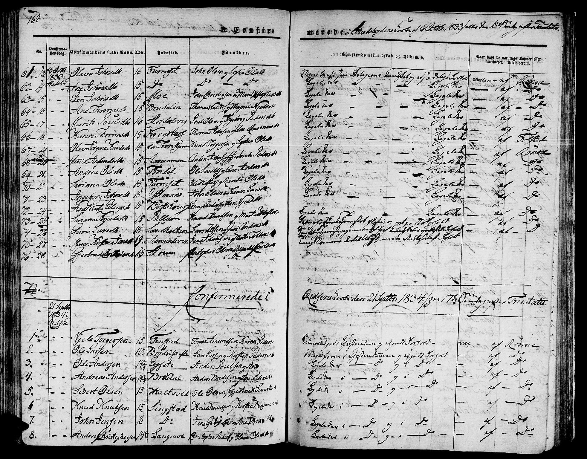 Ministerialprotokoller, klokkerbøker og fødselsregistre - Sør-Trøndelag, AV/SAT-A-1456/646/L0609: Ministerialbok nr. 646A07, 1826-1838, s. 162