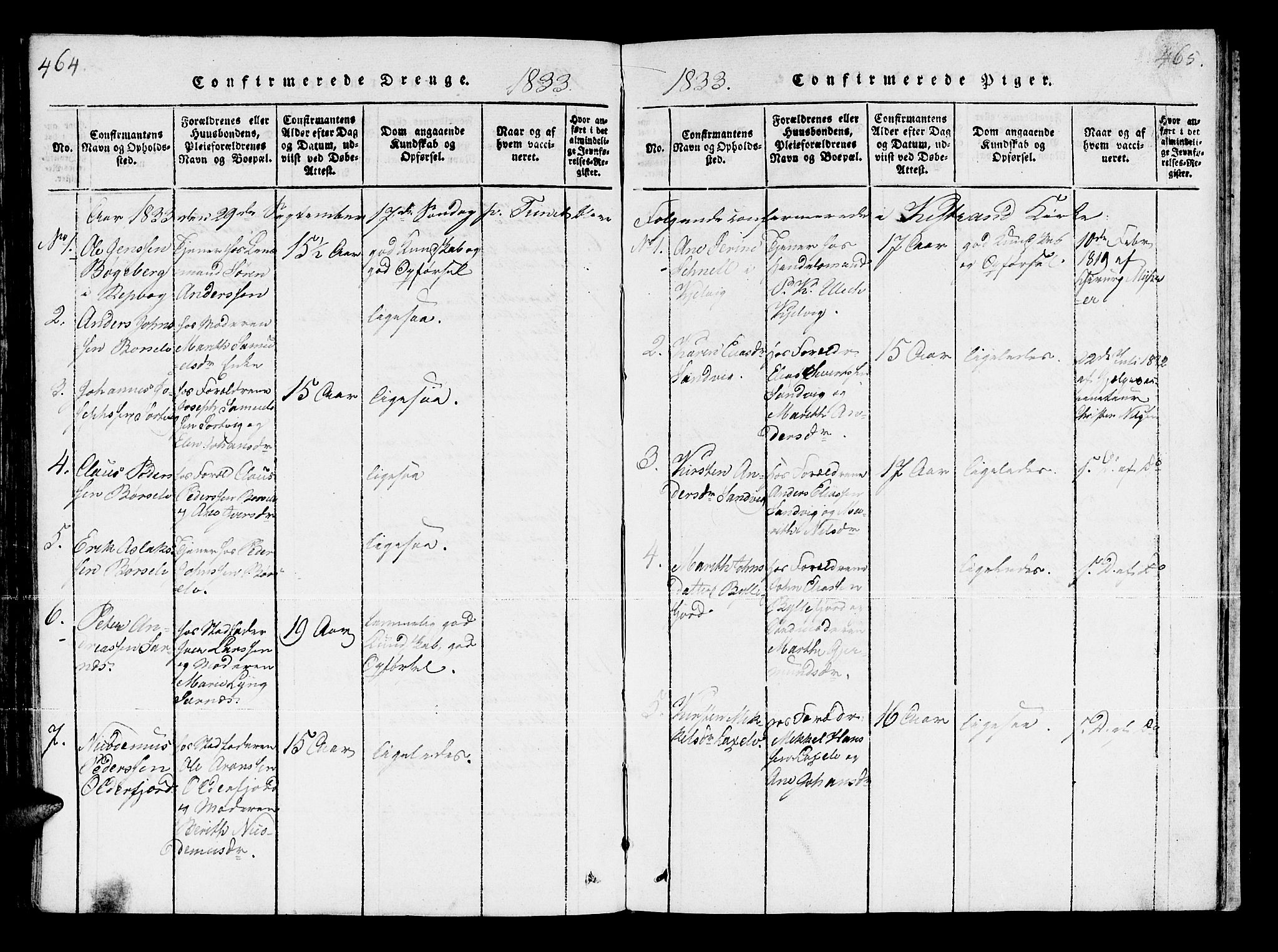 Kistrand/Porsanger sokneprestembete, AV/SATØ-S-1351/H/Ha/L0003.kirke: Ministerialbok nr. 3, 1825-1842, s. 464-465