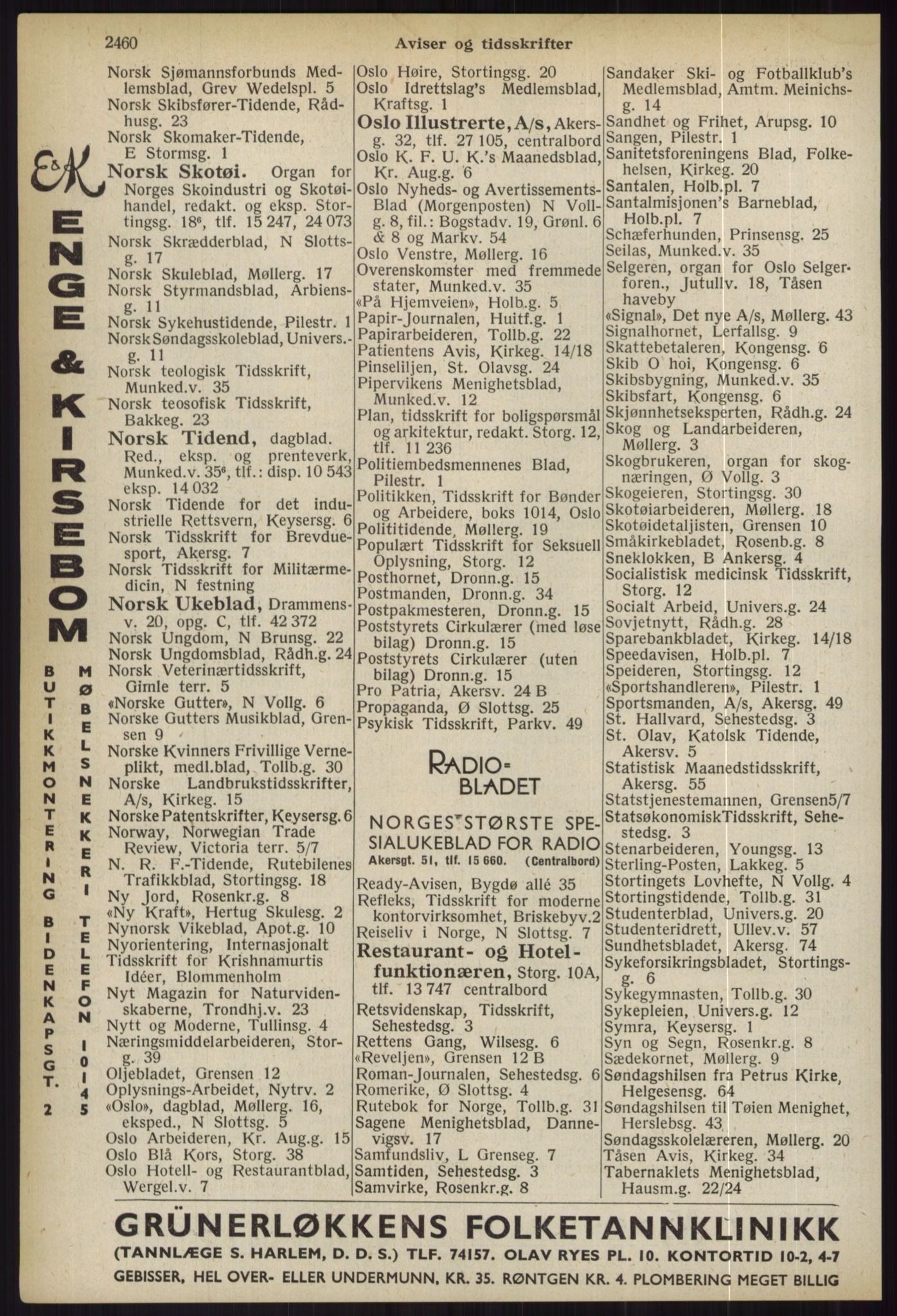 Kristiania/Oslo adressebok, PUBL/-, 1936, s. 2460