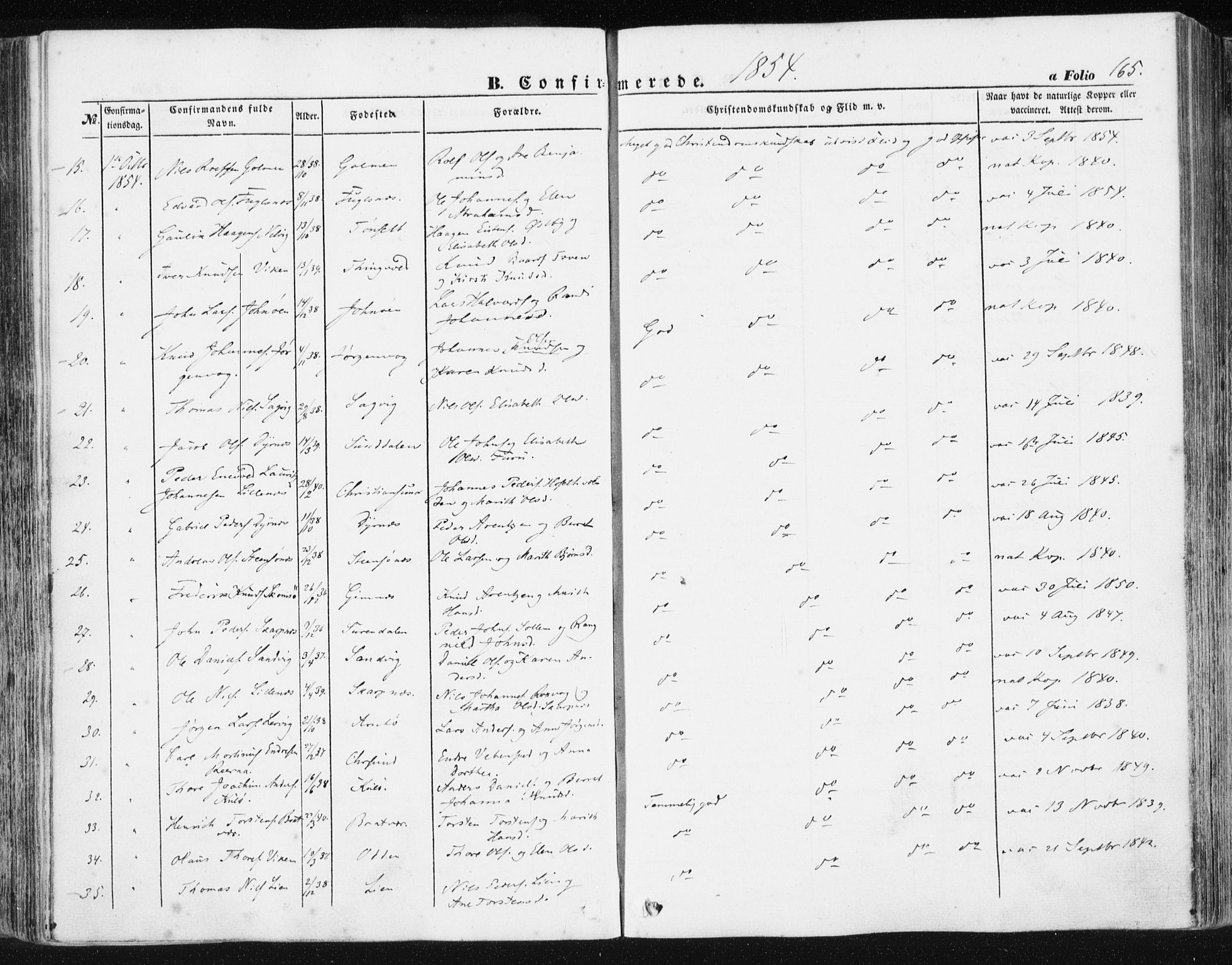 Ministerialprotokoller, klokkerbøker og fødselsregistre - Møre og Romsdal, SAT/A-1454/581/L0937: Ministerialbok nr. 581A05, 1853-1872, s. 165