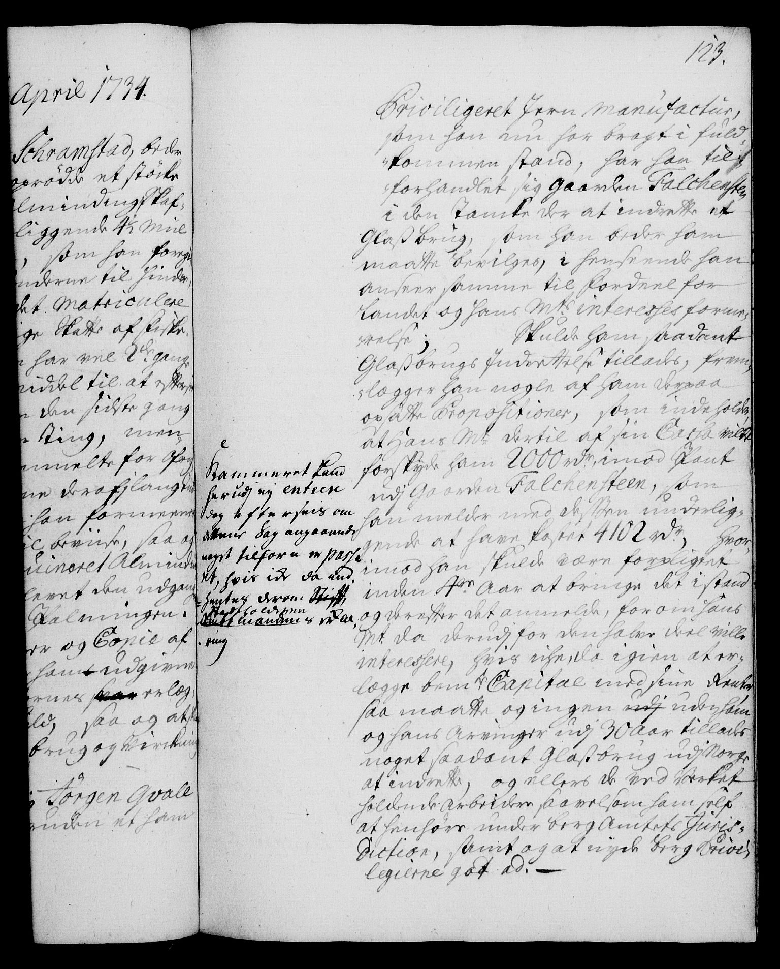 Rentekammeret, Kammerkanselliet, RA/EA-3111/G/Gh/Gha/L0016: Norsk ekstraktmemorialprotokoll (merket RK 53.61), 1734-1735, s. 123