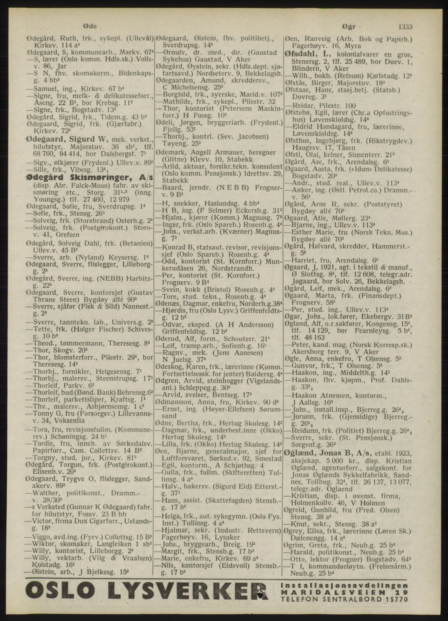 Kristiania/Oslo adressebok, PUBL/-, 1946, s. 1333
