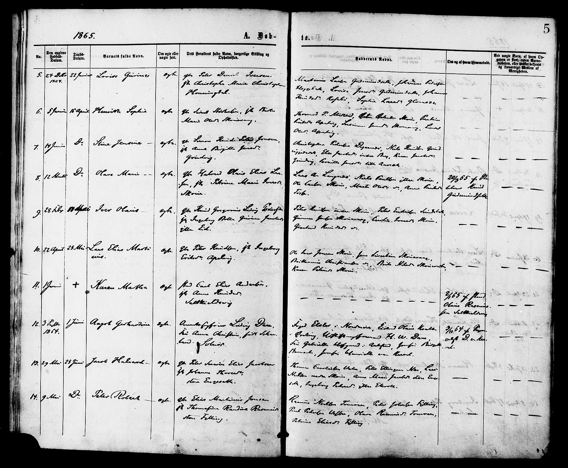 Ministerialprotokoller, klokkerbøker og fødselsregistre - Møre og Romsdal, AV/SAT-A-1454/524/L0355: Ministerialbok nr. 524A07, 1864-1879, s. 5