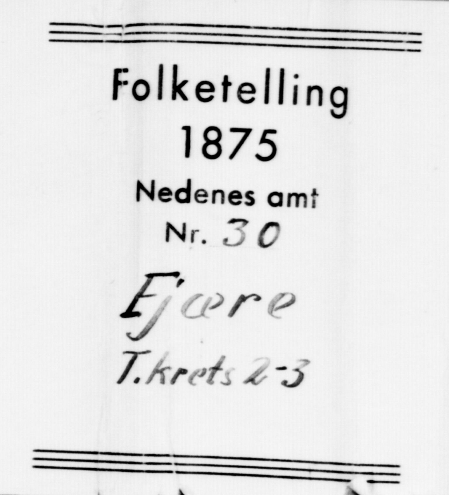 SAK, Folketelling 1875 for 0923L Fjære prestegjeld, Fjære sokn, 1875, s. 519