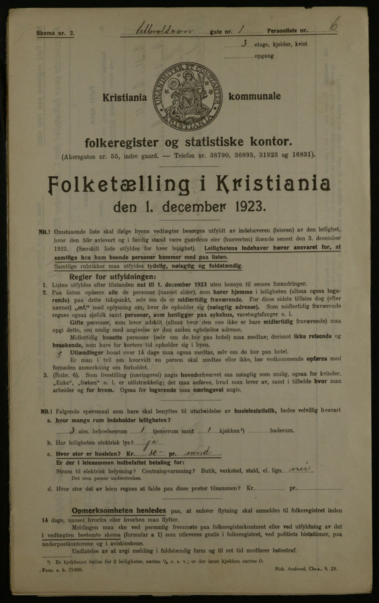 OBA, Kommunal folketelling 1.12.1923 for Kristiania, 1923, s. 131333