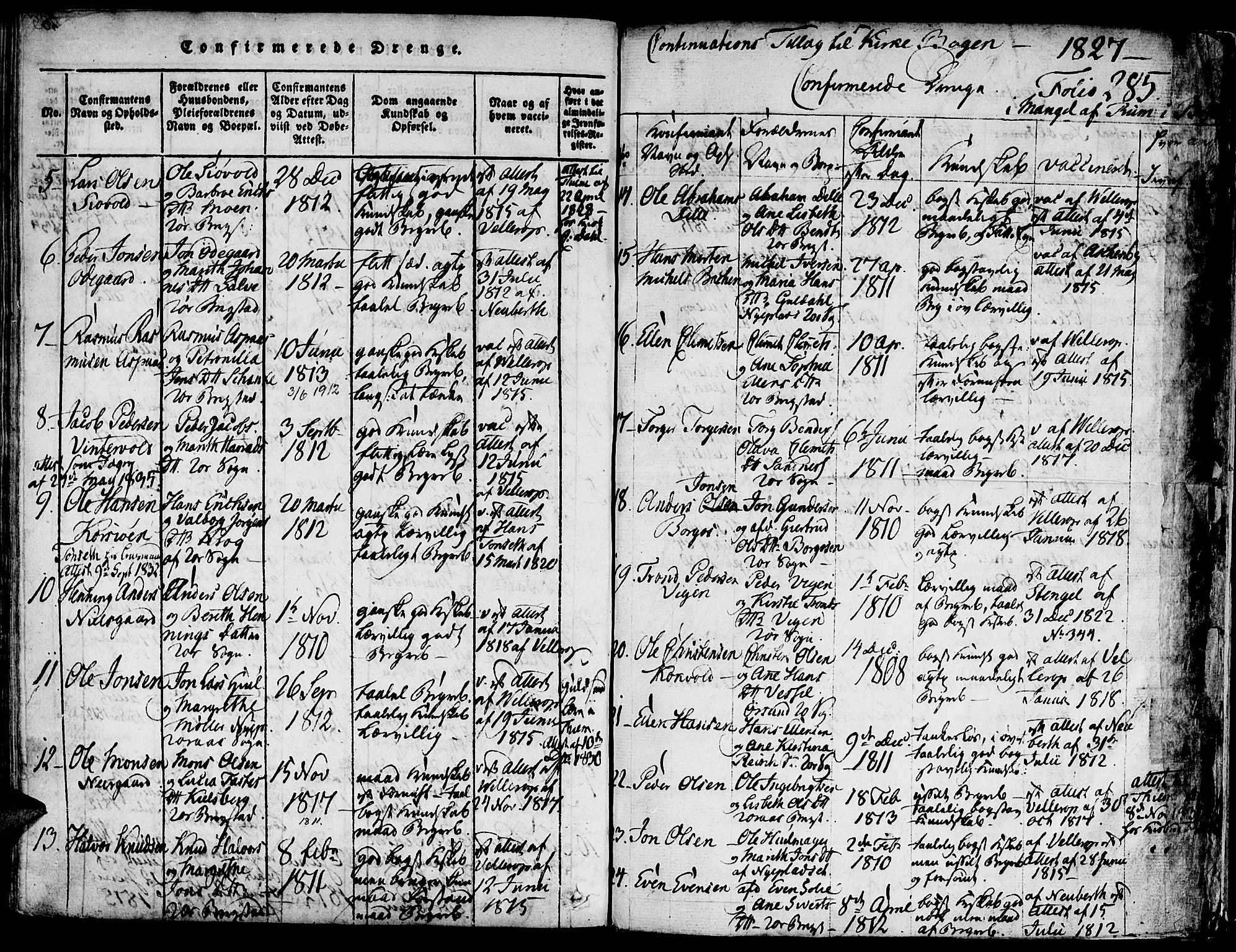 Ministerialprotokoller, klokkerbøker og fødselsregistre - Sør-Trøndelag, AV/SAT-A-1456/681/L0929: Ministerialbok nr. 681A07, 1817-1828, s. 285b