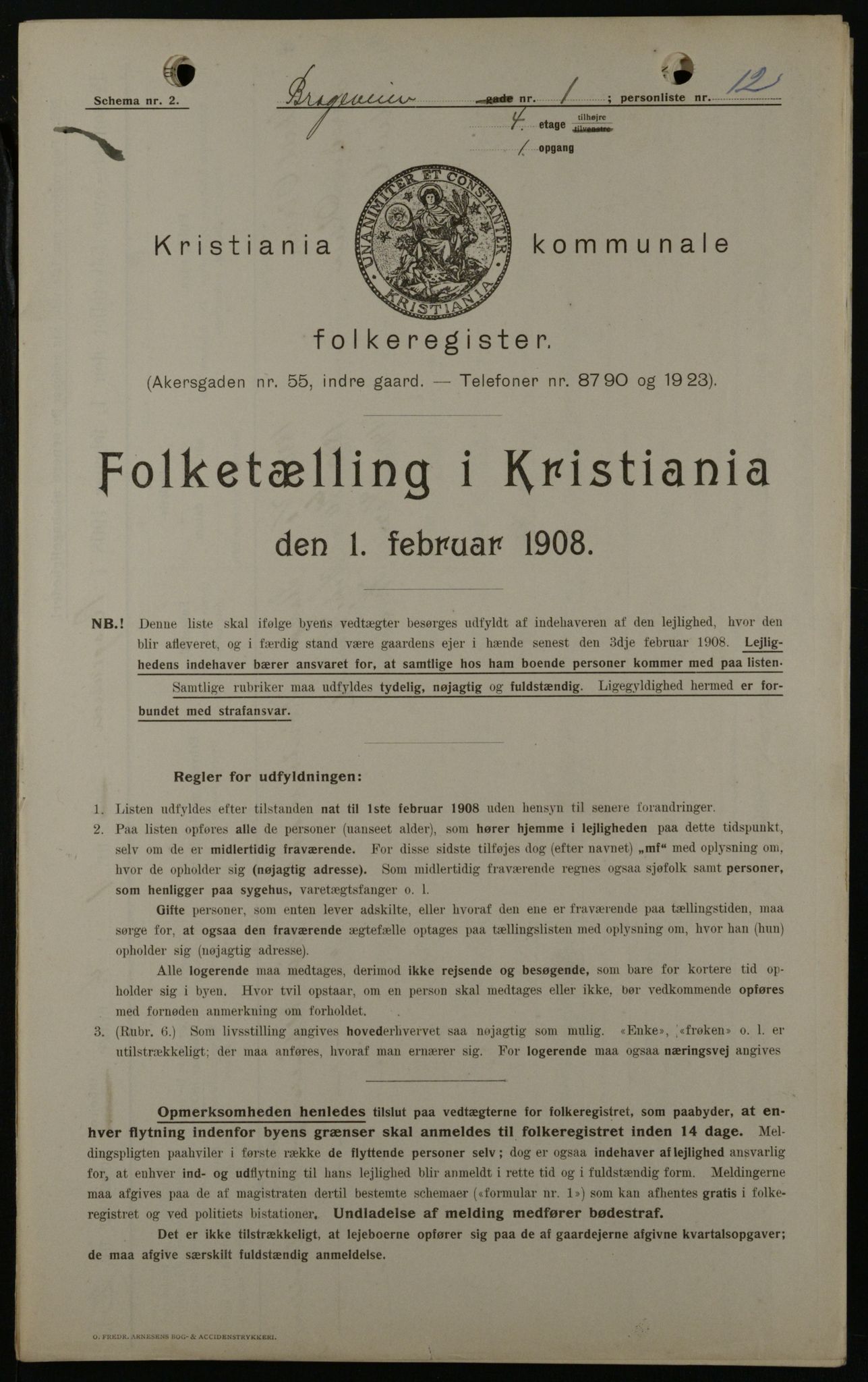 OBA, Kommunal folketelling 1.2.1908 for Kristiania kjøpstad, 1908, s. 7804