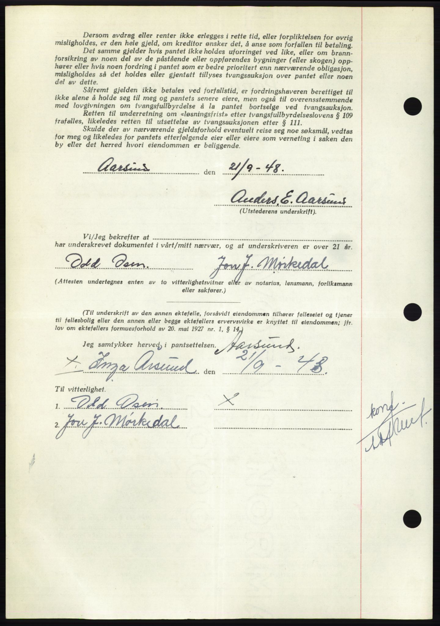 Nordmøre sorenskriveri, AV/SAT-A-4132/1/2/2Ca: Pantebok nr. B99, 1948-1948, Dagboknr: 2992/1948