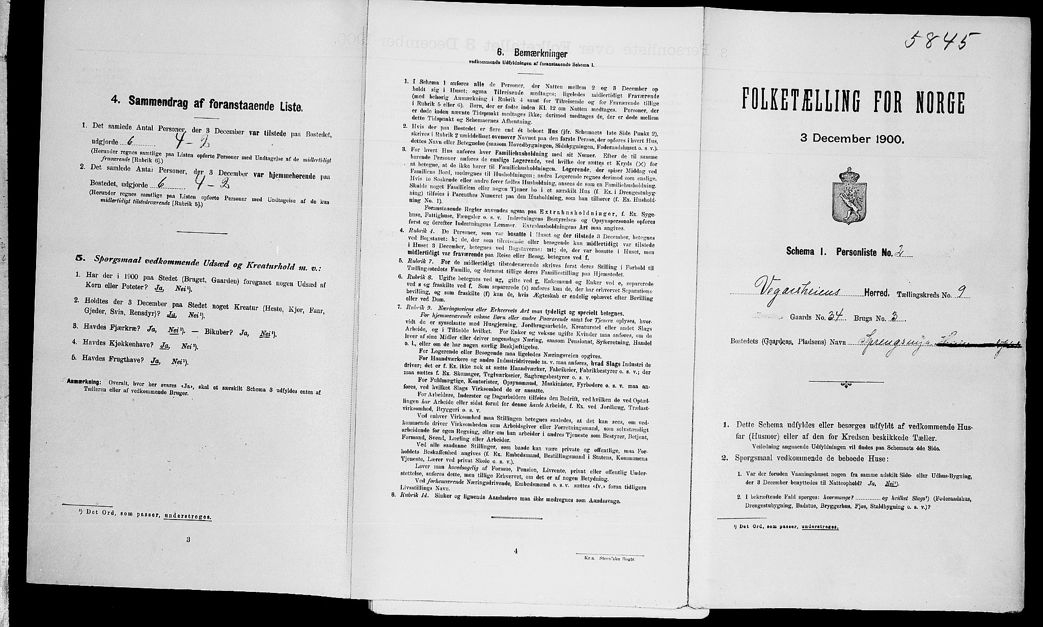 SAK, Folketelling 1900 for 0912 Vegårshei herred, 1900, s. 476