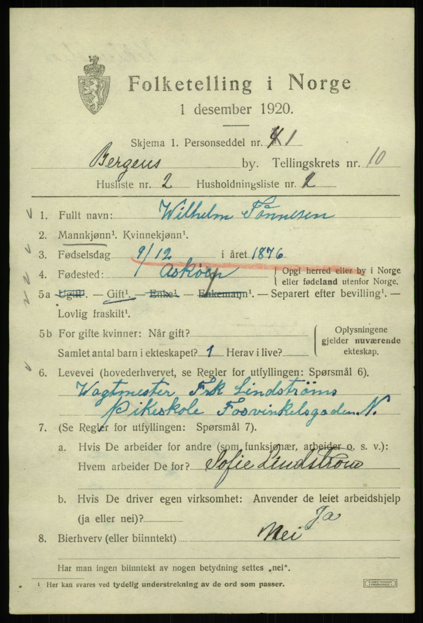 SAB, Folketelling 1920 for 1301 Bergen kjøpstad, 1920, s. 71353