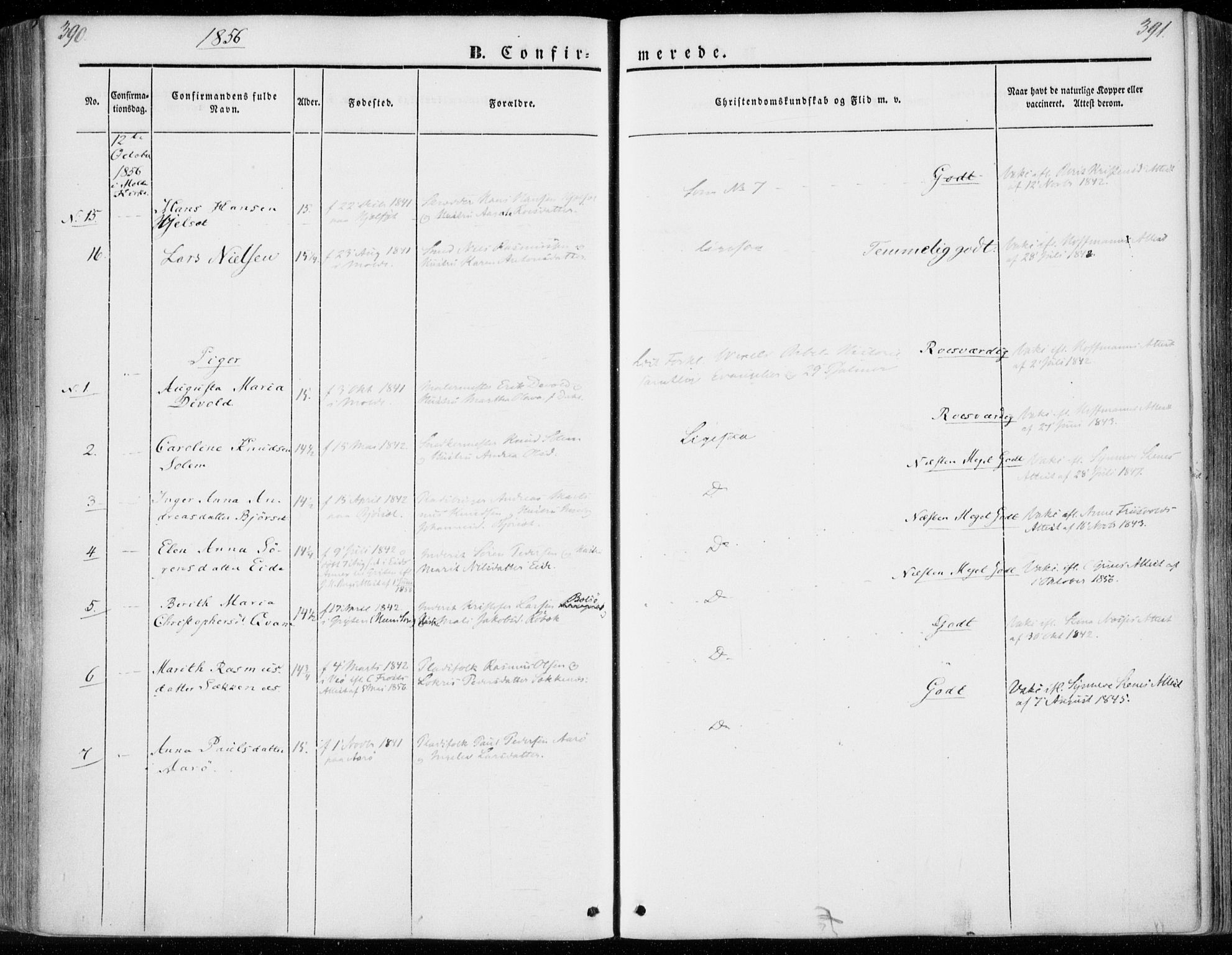 Ministerialprotokoller, klokkerbøker og fødselsregistre - Møre og Romsdal, AV/SAT-A-1454/558/L0689: Ministerialbok nr. 558A03, 1843-1872, s. 390-391