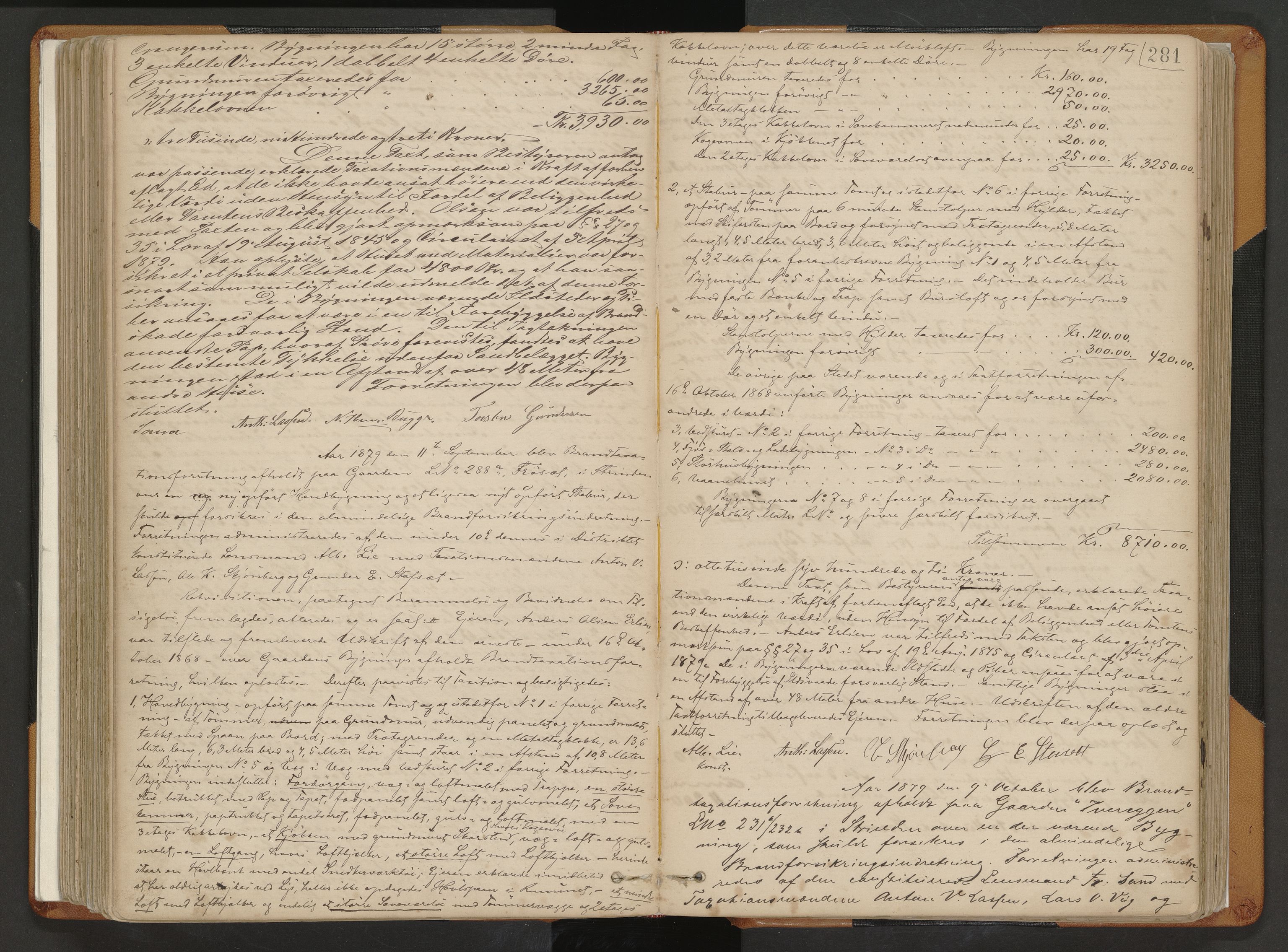 Norges Brannkasse Strinda, AV/SAT-A-5516/Fa/L0002: Branntakstprotokoll, 1874-1895, s. 281