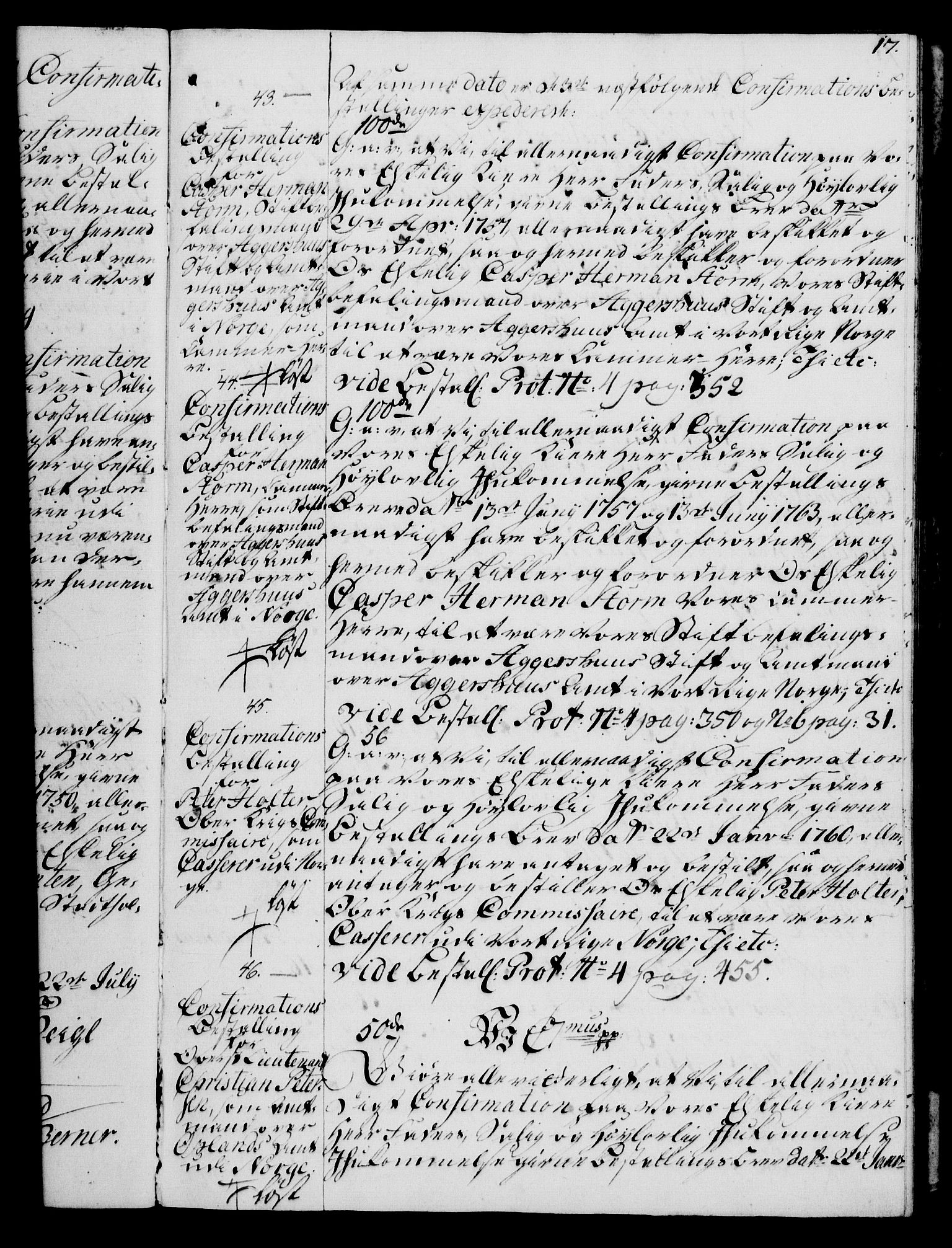 Rentekammeret, Kammerkanselliet, AV/RA-EA-3111/G/Gg/Ggg/L0003: Norsk konfirmasjonsbestallingsprotokoll med register (merket RK 53.33), 1766-1772, s. 17